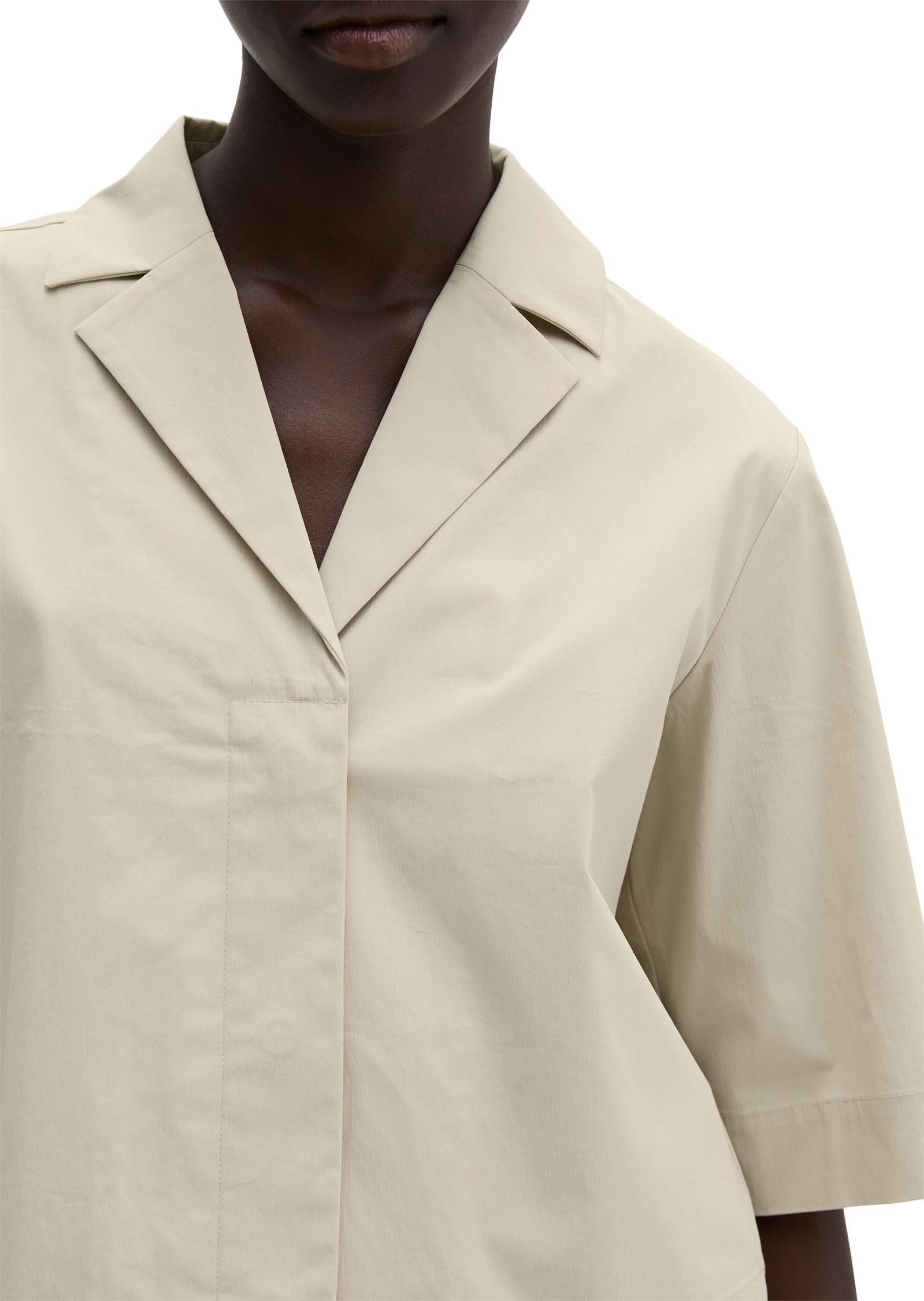 Marc O'Polo Kurzarmbluse relaxed aus Popeline-Stretch, croped