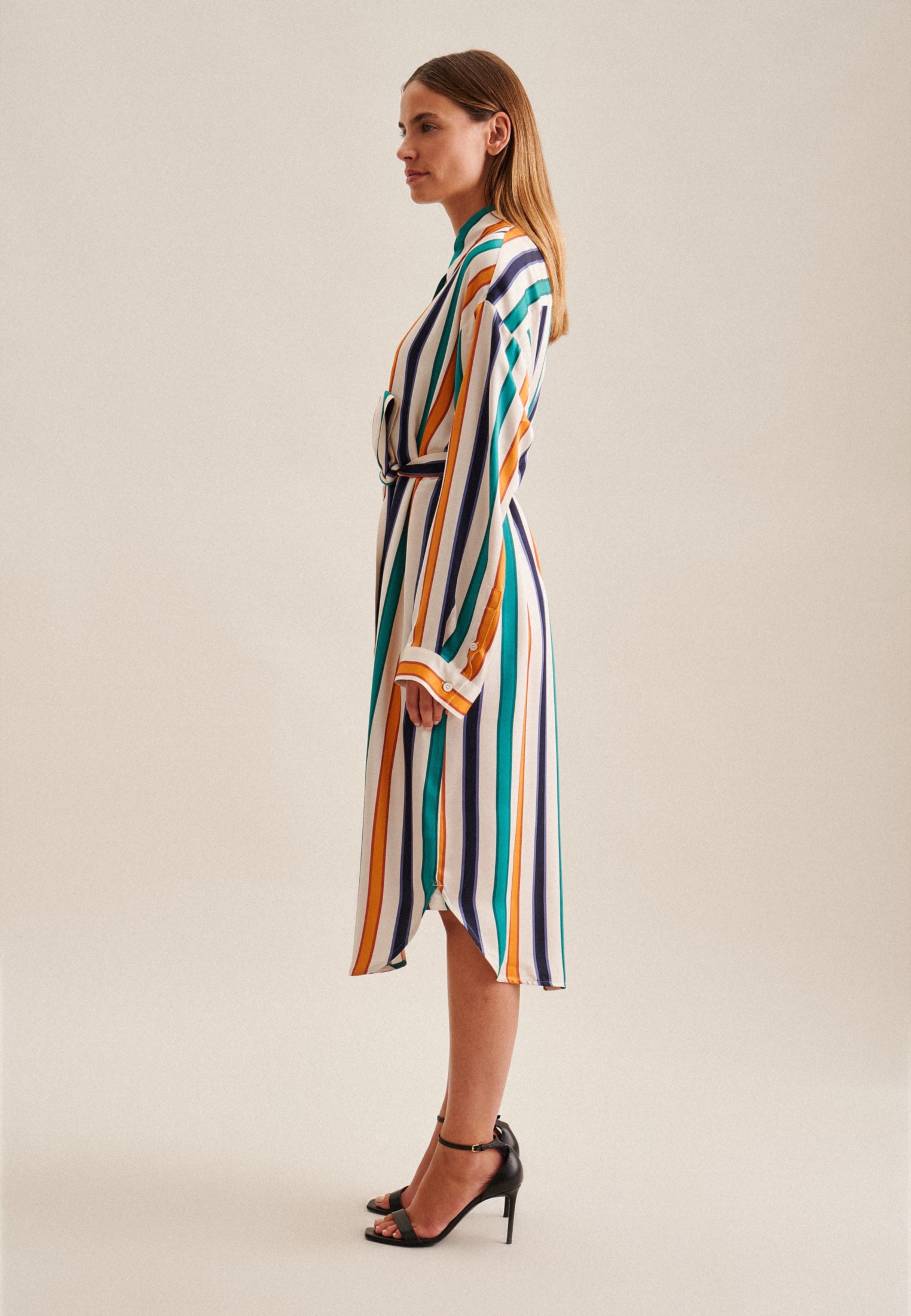 seidensticker Sommerkleid »Schwarze Rose« Langarm Kragen Streifen