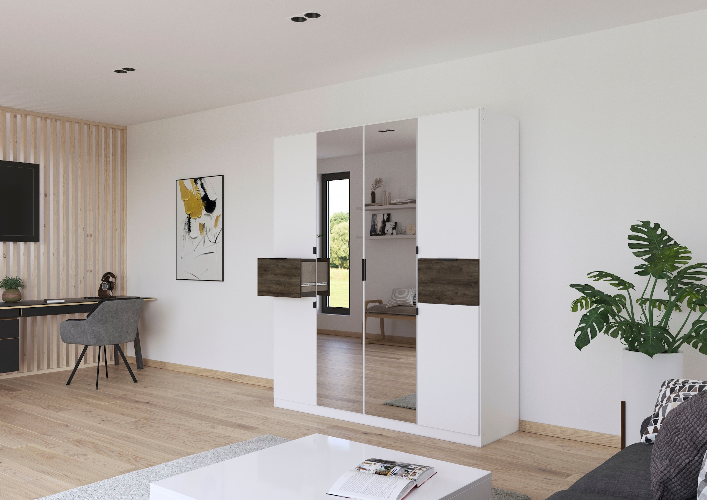 rauch Armoire à portes battantes »Kleiderschrank Schrank Garderobe Wäscheschrank TICAO« Tiroirs positionnables en hauteur de manière variable,  avec 2 tiroirs spacieux, beaucoup de rangement MADE IN GERMANY