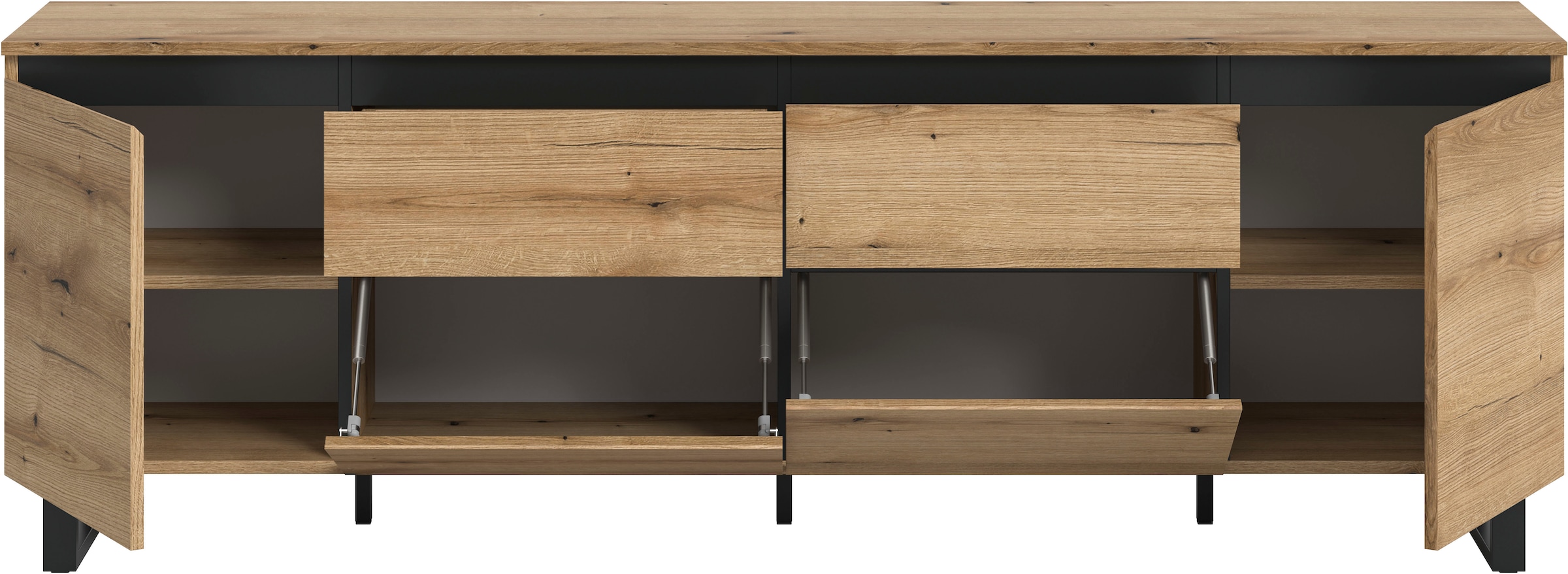 Home affaire Lowboard »TOMA, 188cm breit, Metall-Kufen-Fuss, 2 Türen, 2 Schubkästen,2 Klappen« TV-Lowboard, Mediaschrank, Mediaboard, TV-Schrank, Schrank, Board