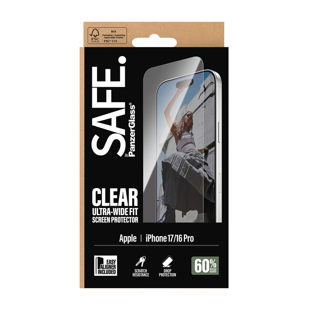 SAFE by PanzerGlass Verre de protection d'écran »Ultra-Wide Fit Screen Protector« für Apple iPhone 17;Apple iPhone 16 Pro Displayschutzfolie, Schutzfolie, Bildschirmschutz, kratz- & stossfest