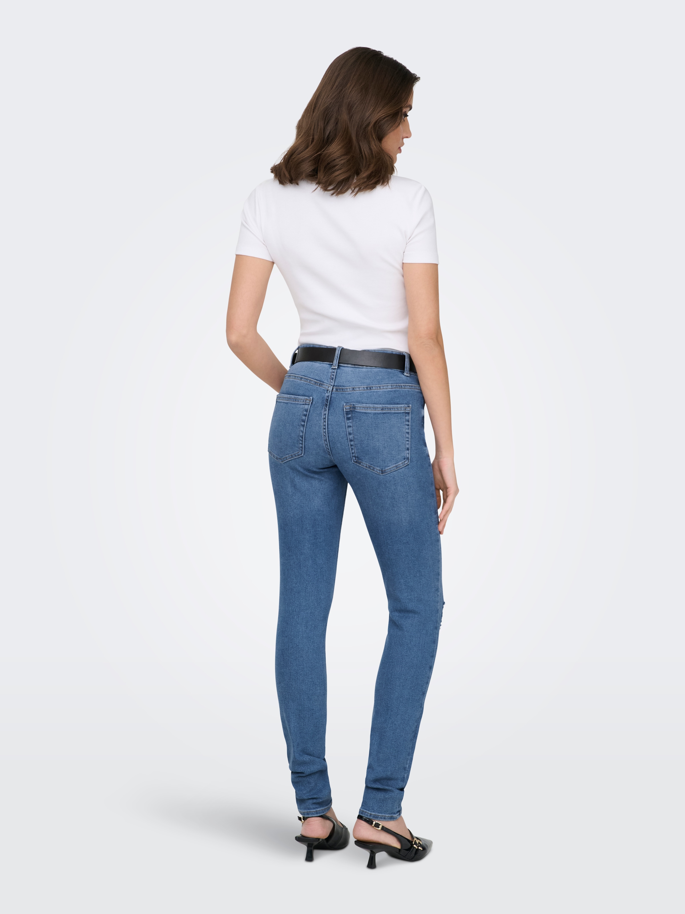 ONLY Skinny-fit-Jeans »ONLSUMI MID WAIST KNEE DES SK DNM  BOX« Destroyed Effekte