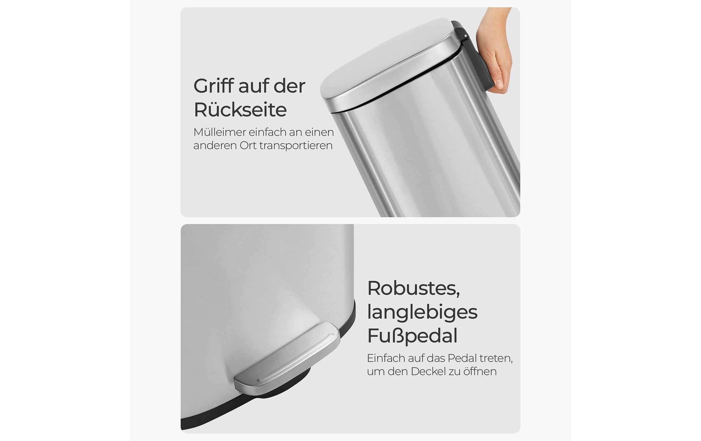 SONGMICS Mülleimer »mit Inneneimer 30 l« Treteimer mit Softclose Funktion