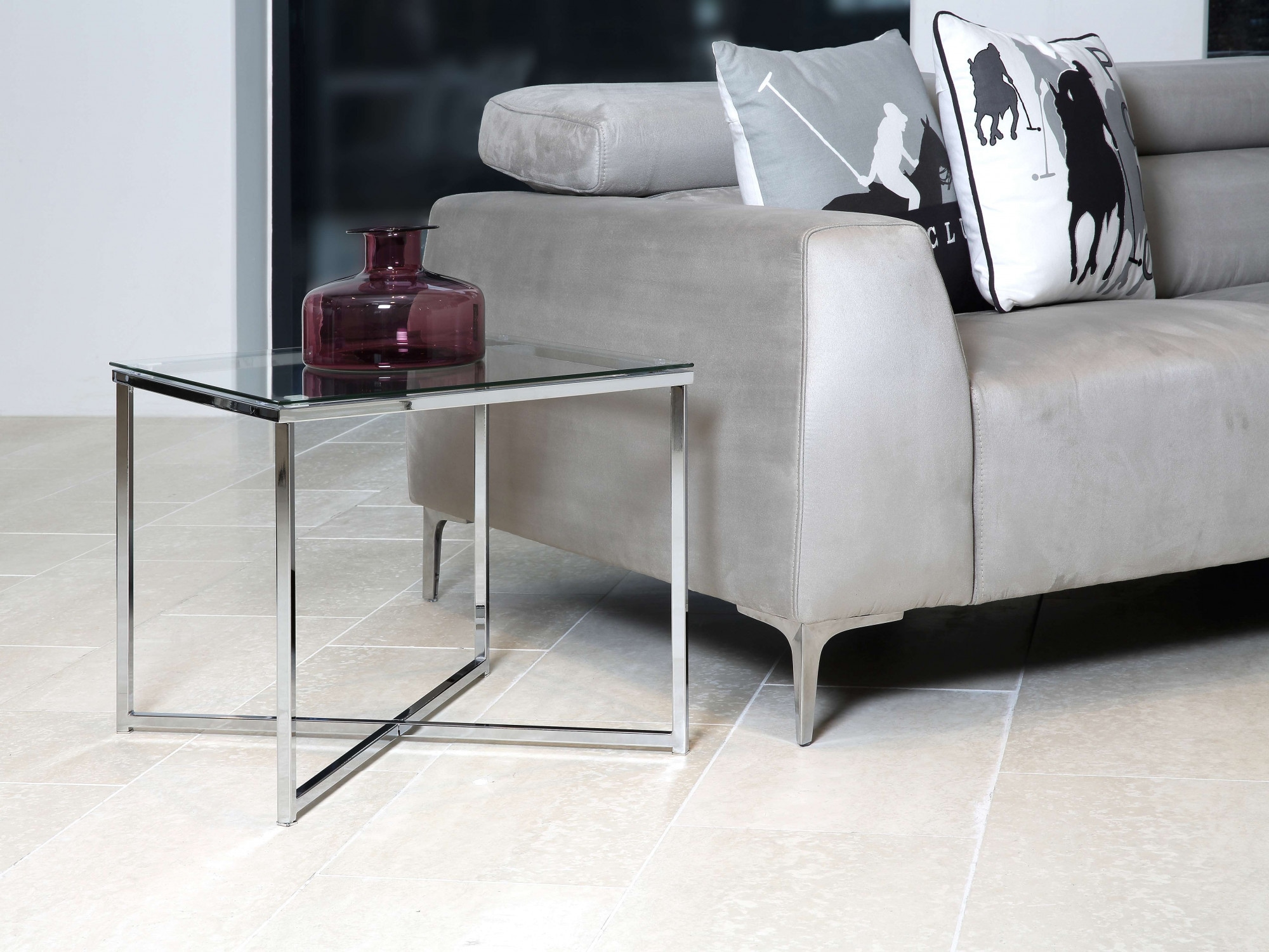 ACTONA GROUP Table basse »Cross« table d’appoint, verre clair trempé, structure acier, L : 50 cm