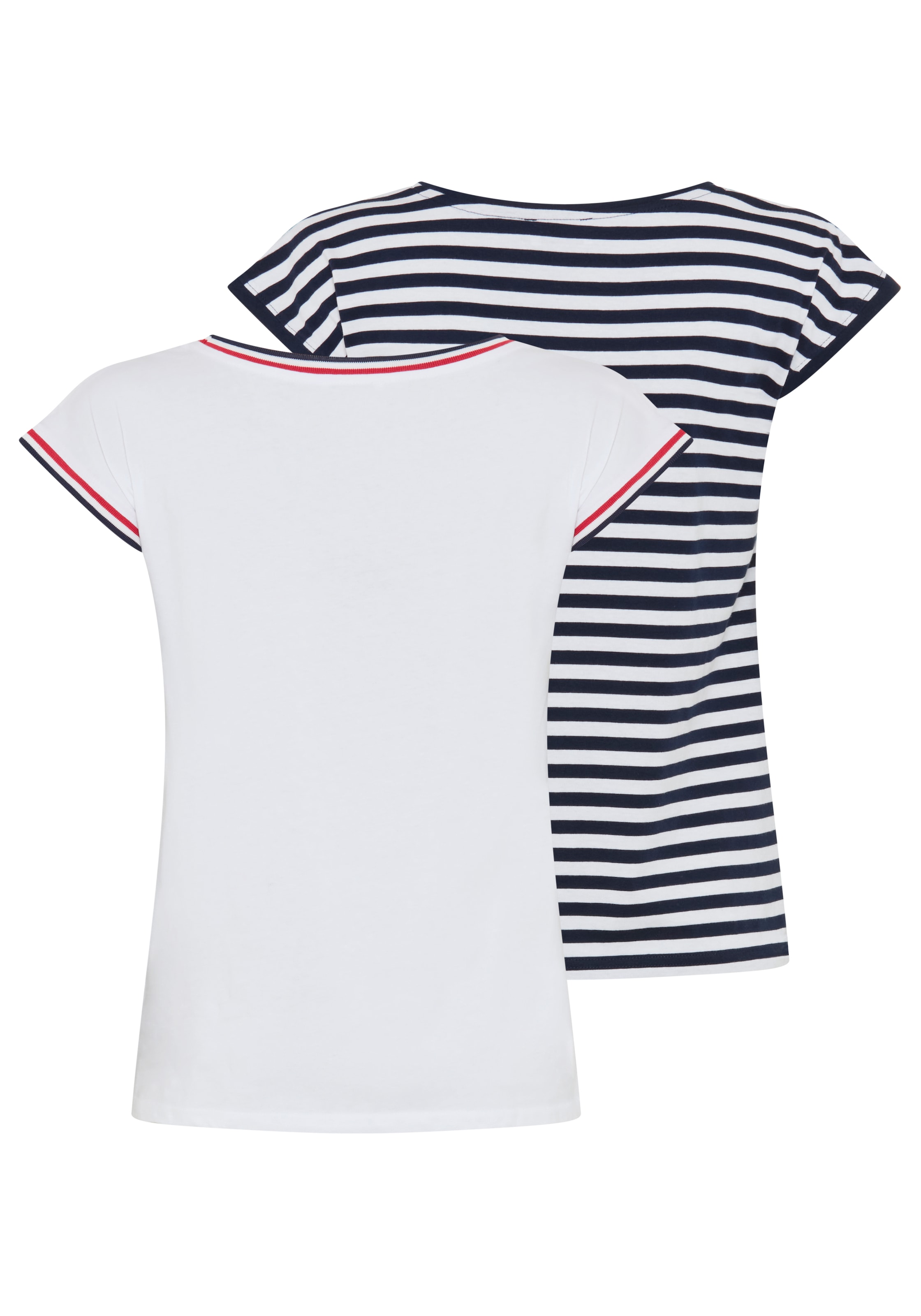 AJC Shirt à col rond figurumspielende Passform, Rundhalsausschnitt mit Blende