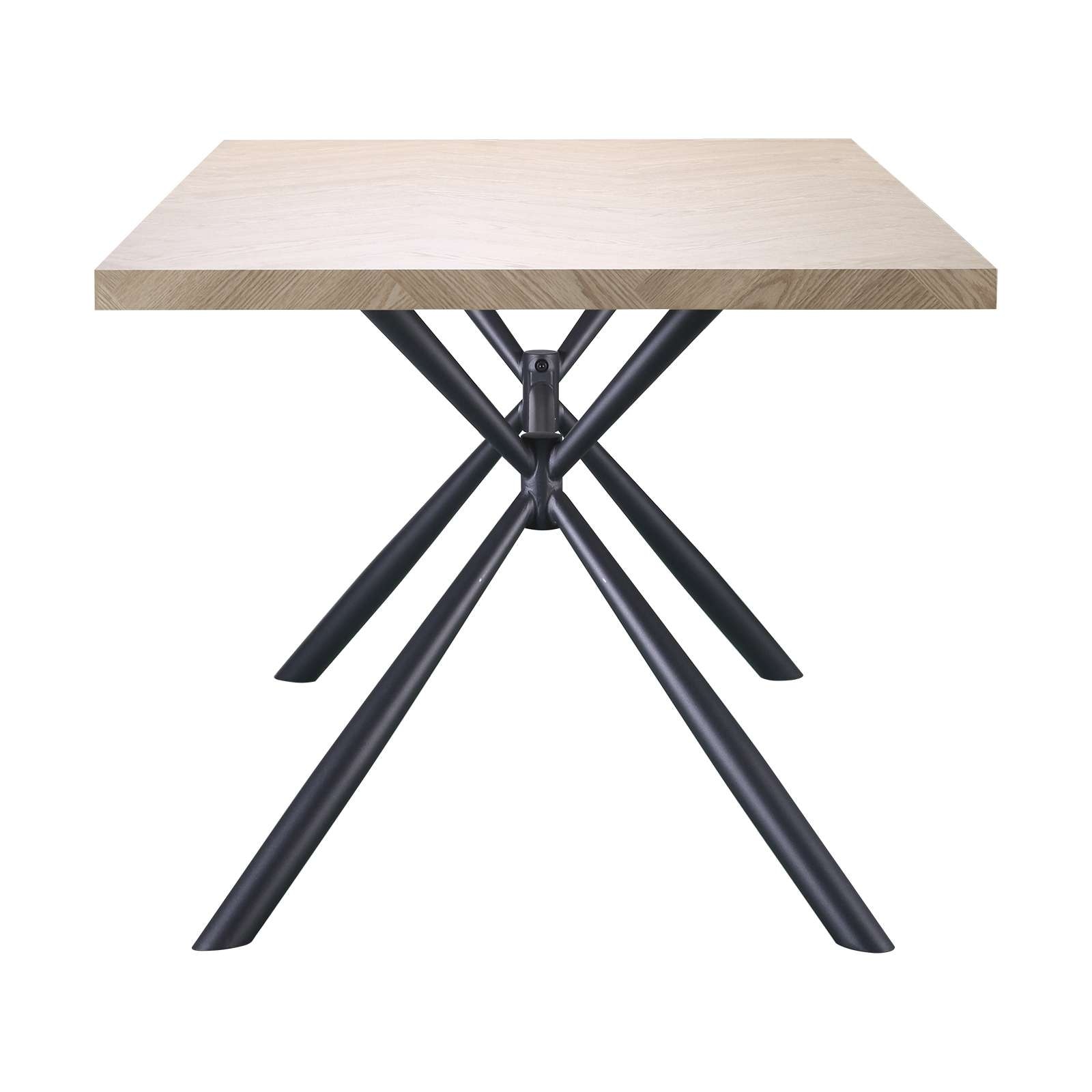 GOODproduct Table de salle à manger »Larchant« Tischplatte in Fischgrätoptik, schwarze Metallbeine, Höhe 76 cm