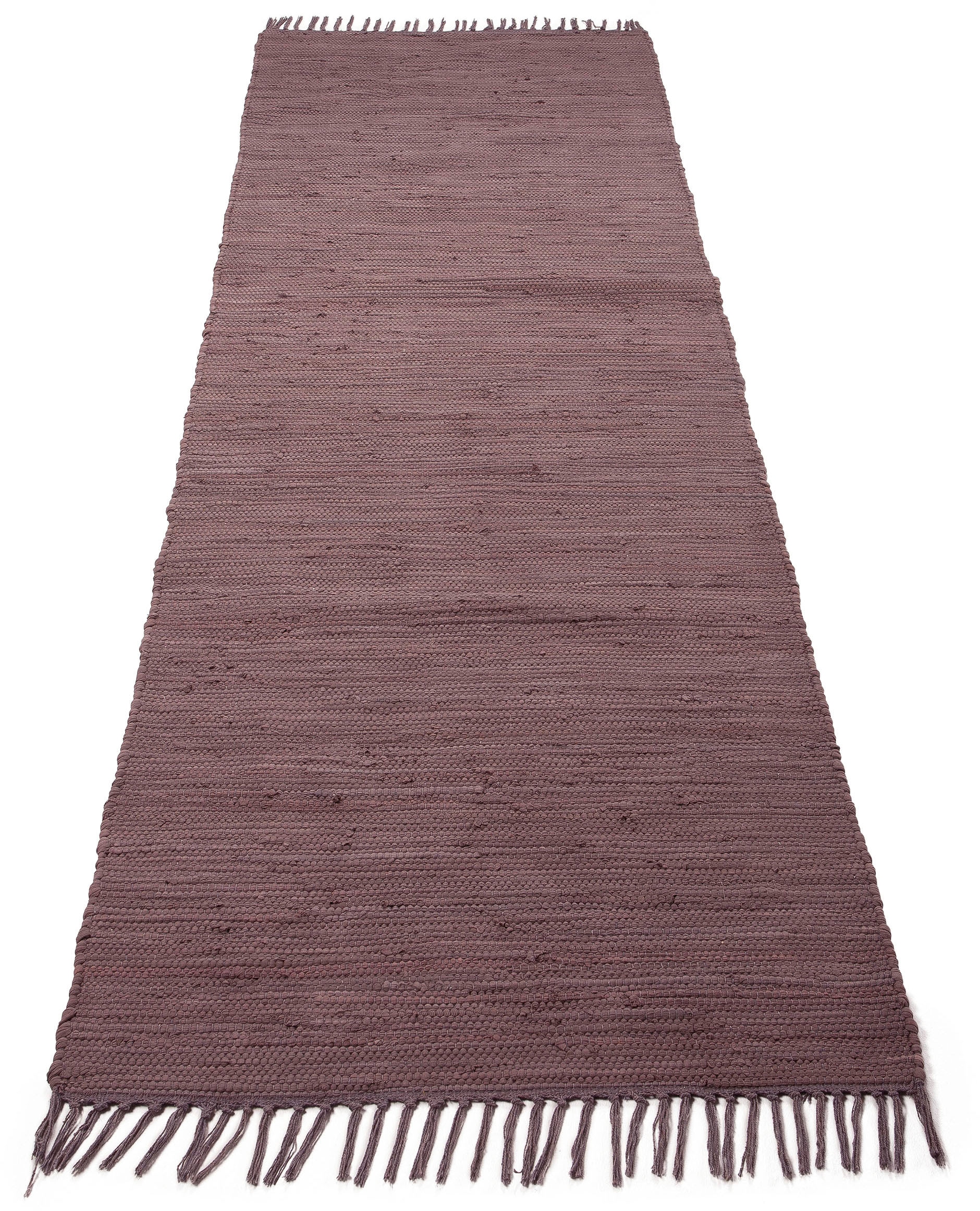 GOODproduct Chemin de table »Handweb Uni , Wendetepich« Rectangulaire 5 mm Höhe Fleckerlteppich, reine Baumwolle, handgewebt, Uni, mit Fransen