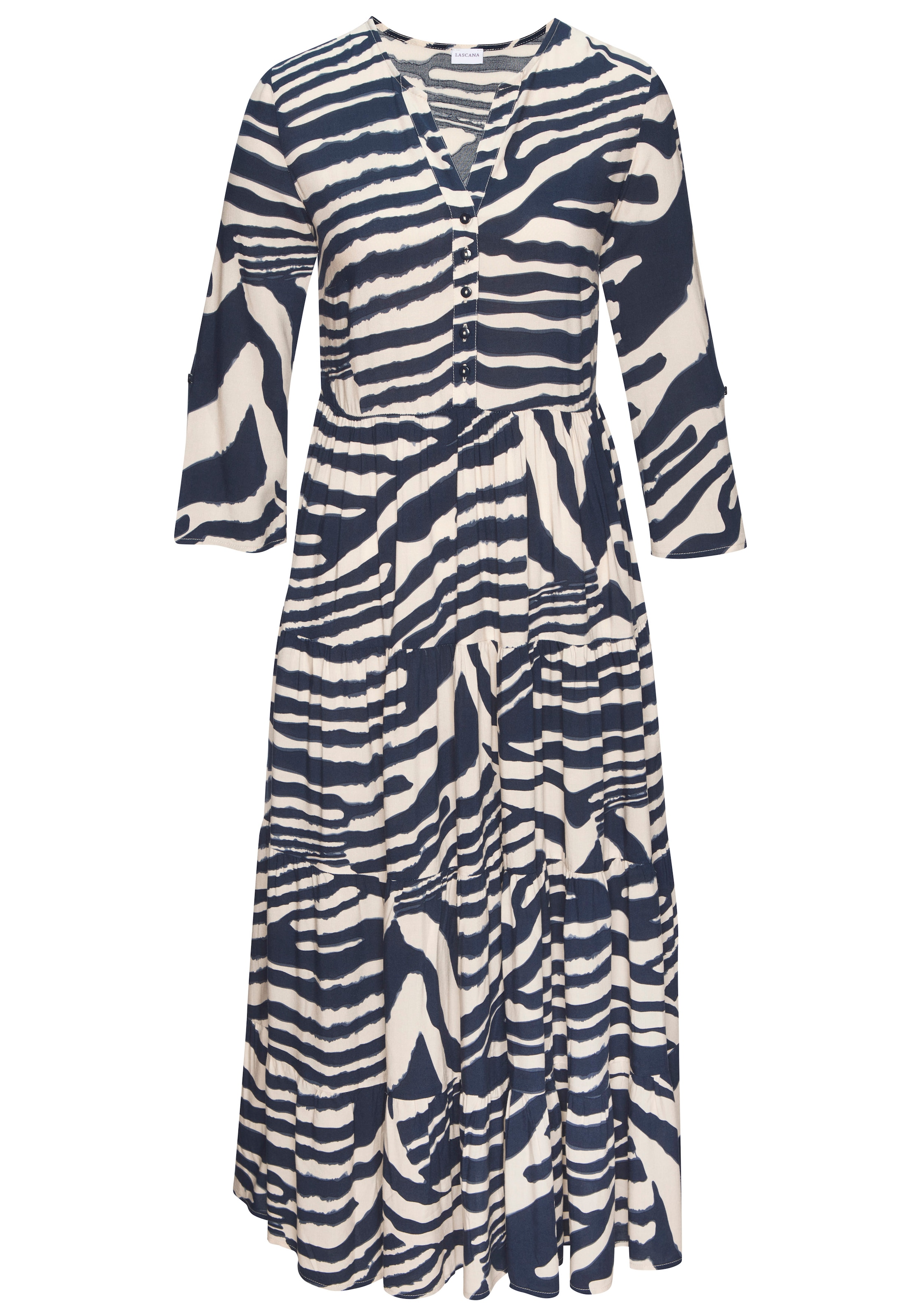 LASCANA Maxikleid mit Animalprint und Knopfleiste, Sommerkleid, Strandkleid