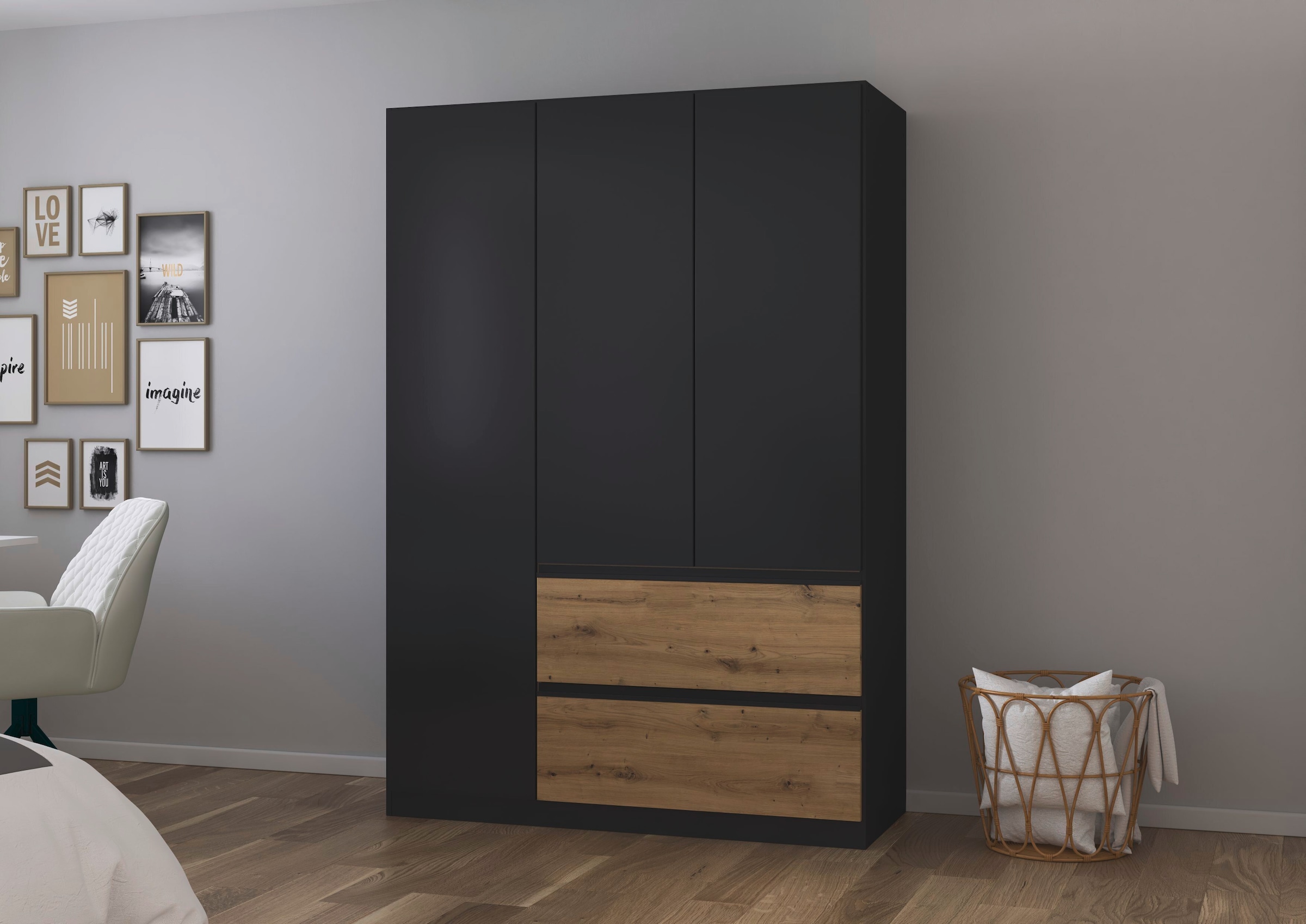 rauch 1100000002199 »Kleiderschrank Schrank Garderobe Wäscheschrank Schlafzimmer JOEL« in 3 verschiedenen Ausstattungen BASIC/CLASSIC/PREMIUM,  mit zwei Schubladen, mit Push-to-Open Funktion MADE IN GERMANY