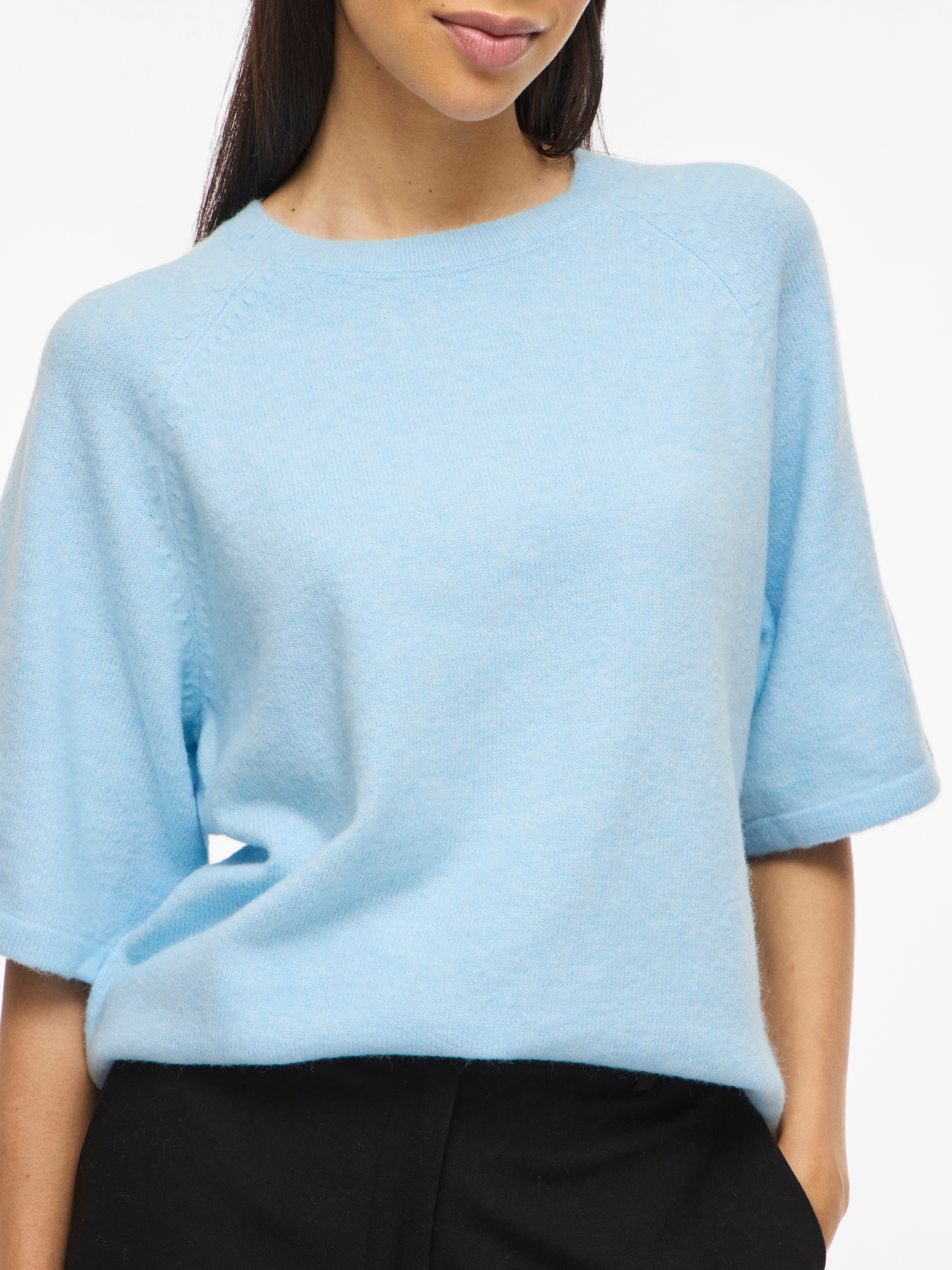 Vila Pull en tricot »VILIGA 2/4 O-NECK KNIT TOP - NOOS« mélange de matières, coupe décontractée