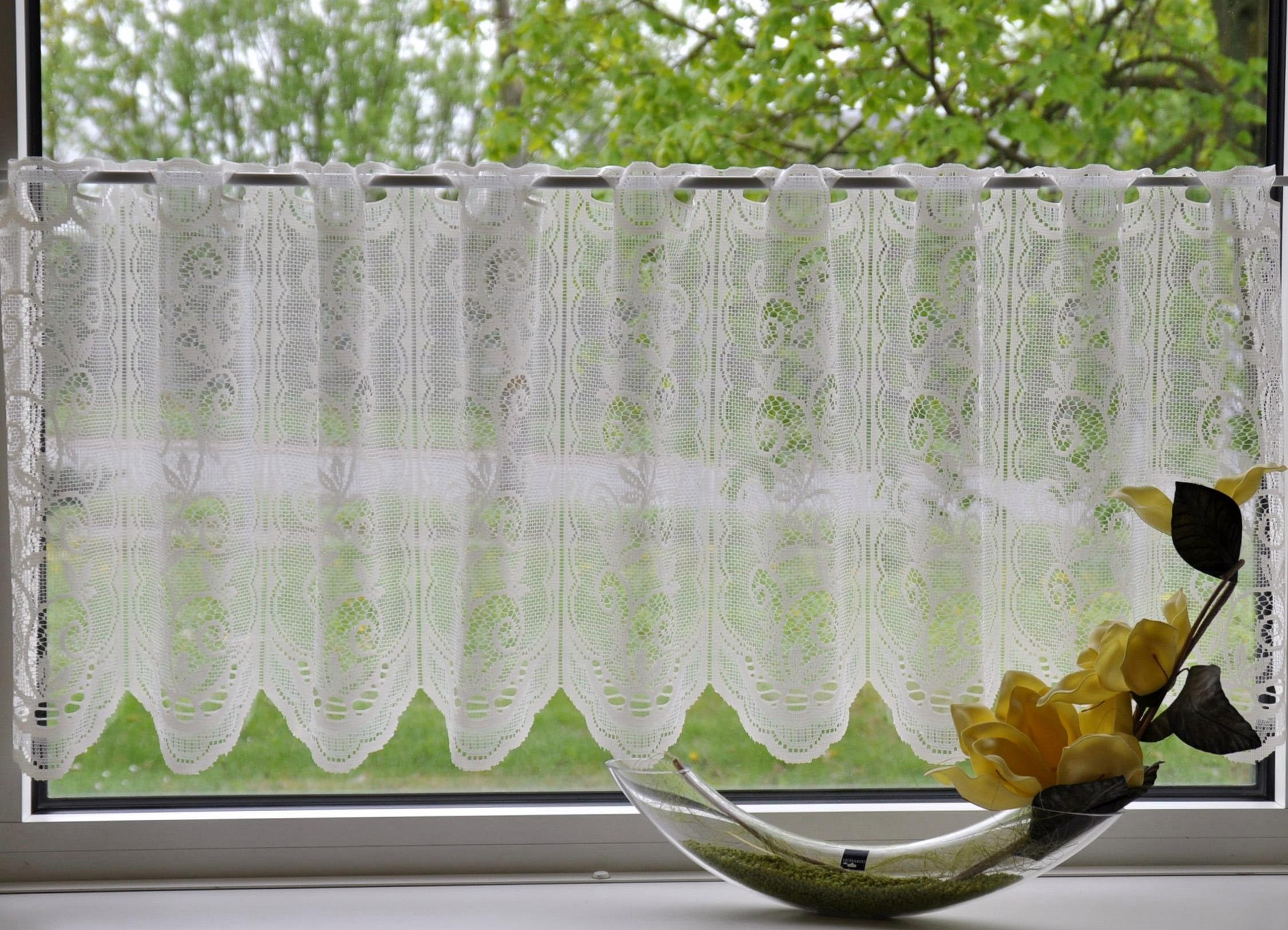 Stickereien Plauen Scheibengardine »Panneau Kringel« Stangendurchzug 1 Stk. tlg.