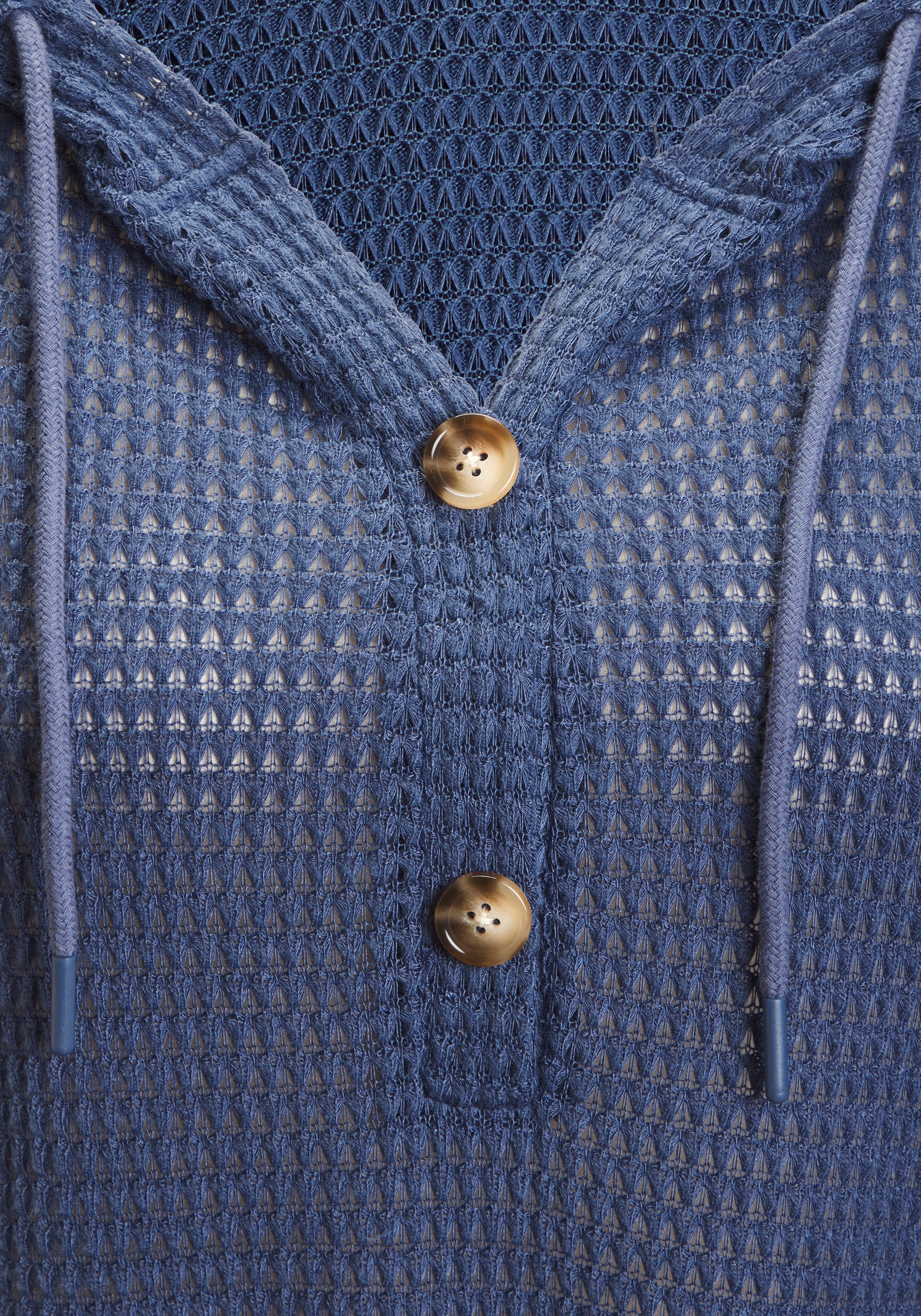 LASCANA Kapuzenshirt »aus sommerlichem Waffelstrick« Sommerhoody mit Knopfleiste
