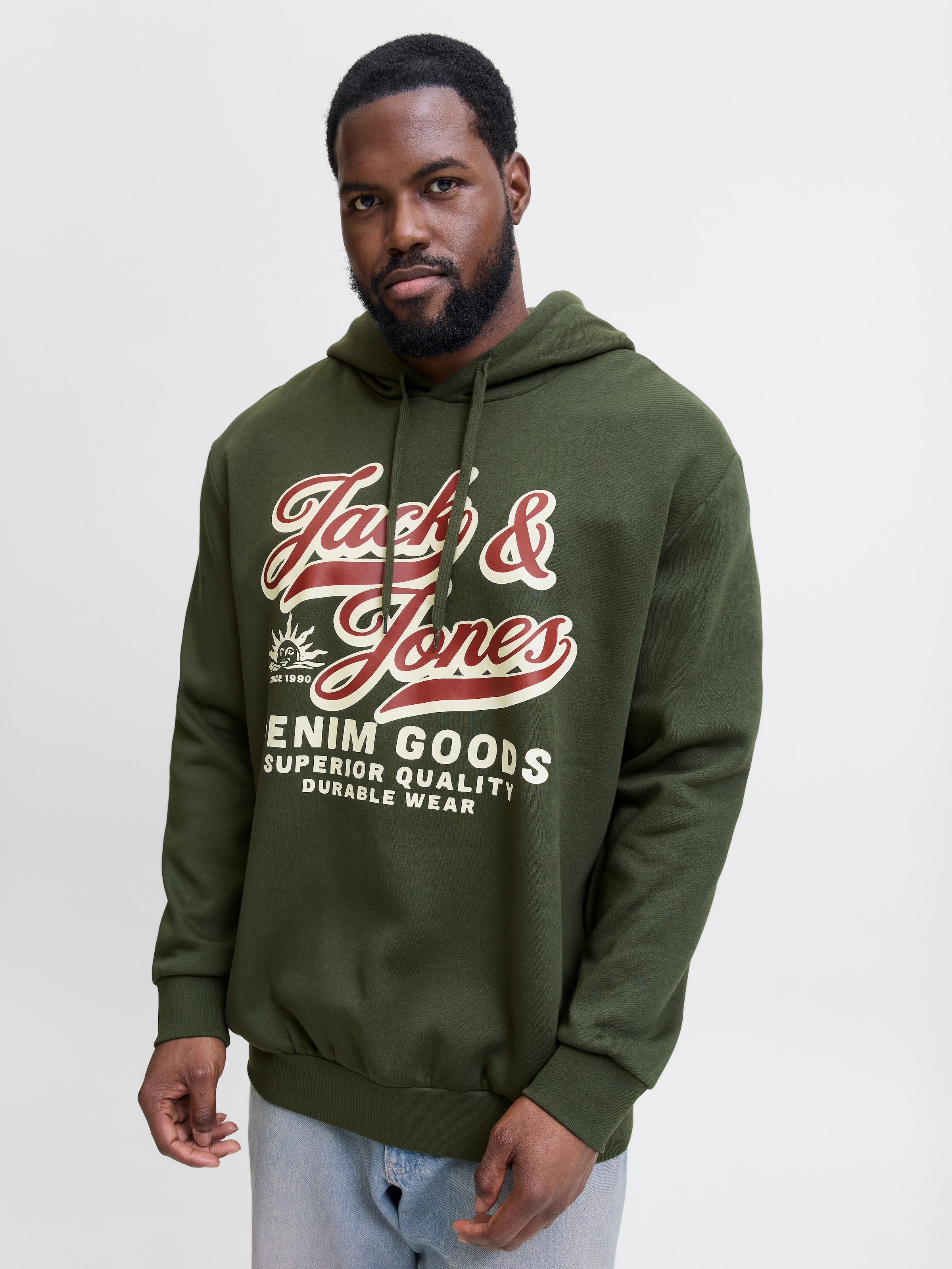 Jack & Jones PlusSize Hoodie »JJELOGO SWEAT HOOD 2 COL 24/25 NOOS PLS«, mit Logo Frontprint
