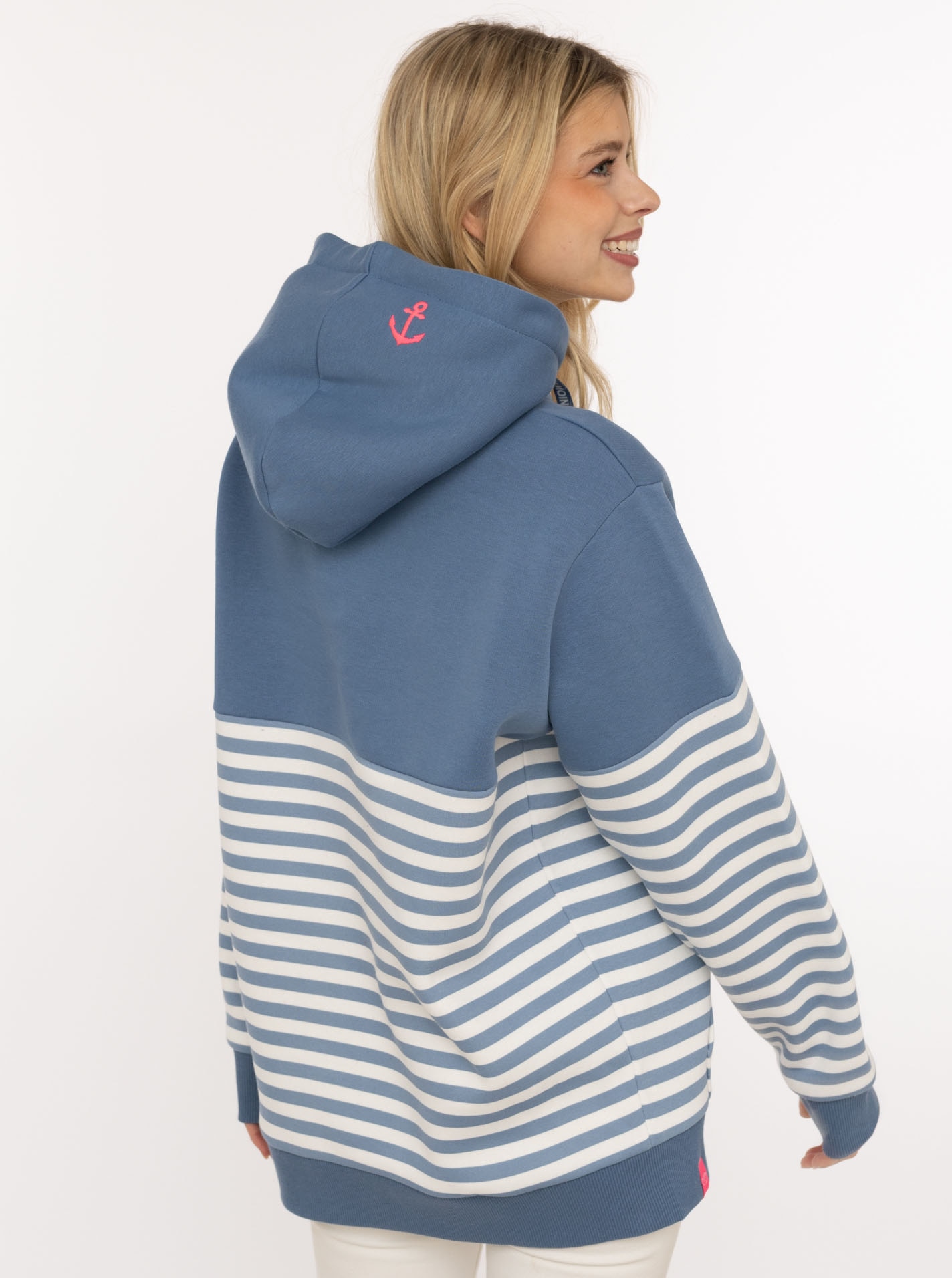 Zwillingsherz Hoodie »"Moin Streifen"«, Stickerei, Kapuze mit bedruckter Kordel, gestreift
