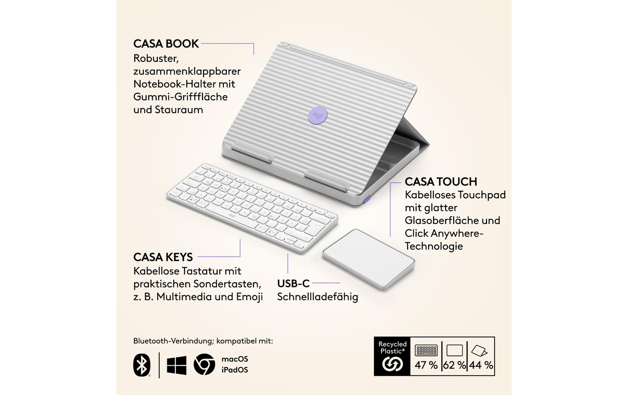Logitech Clavier de tablette »Cover Casa Pop-Up Desk« ()