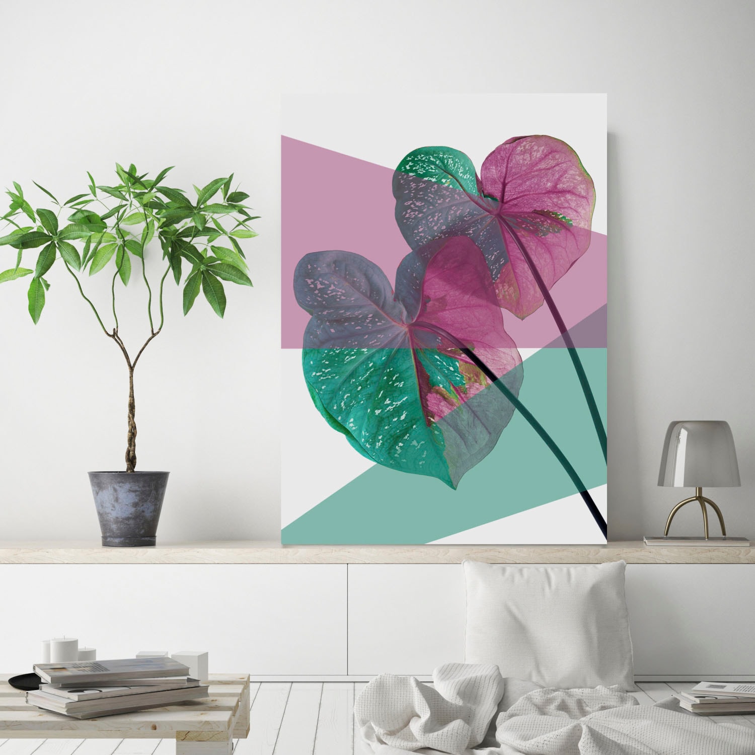 queence Tableau en verre acrylique »Blätter« Fine Art-Print in Galeriequalität