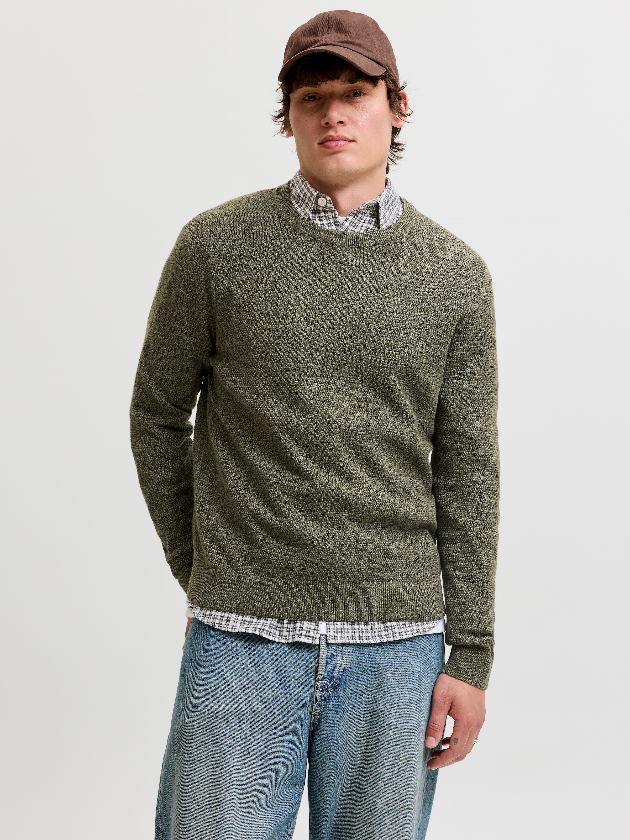 Jack & Jones Pull en tricot »JJERYDER KNIT CREW NECK NOOS« coton, coupe régulière