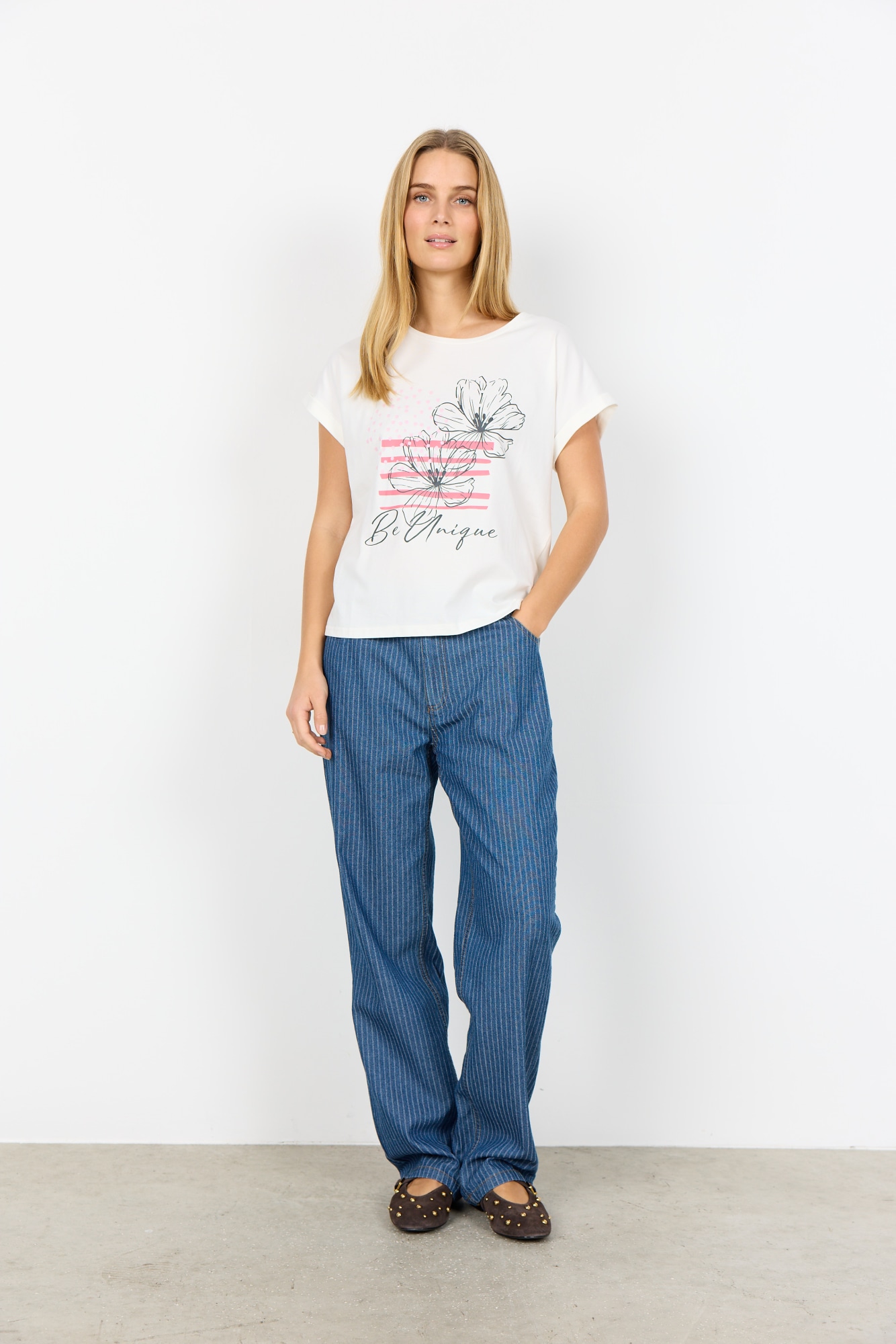 soyaconcept Kurzarmshirt »SC-RINA FP 15« Kurzarmshirt, aus Baumwollmischung mit Elasthan, normale Passform