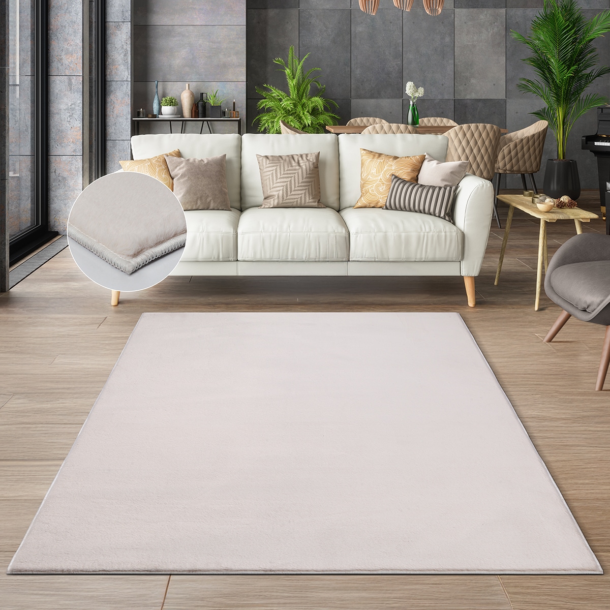the carpet Teppich »Cosy« rechteckig 11 mm Höhe Wohnzimmer Teppich Fell-Optik waschbar elegant