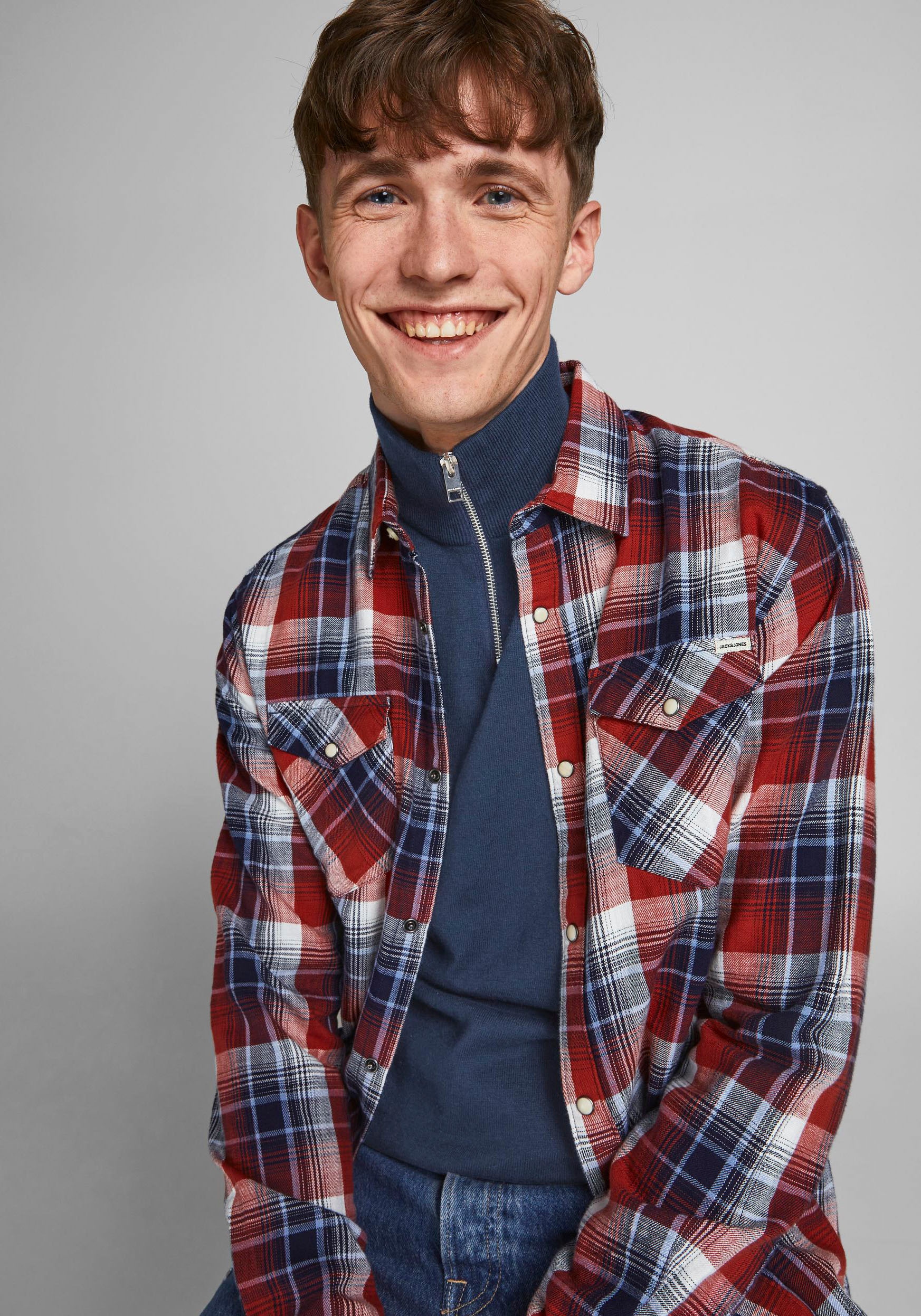 Jack &amp; Jones Strickpullover »EMIL KNIT HALF ZIP« mit kurzem Reissverschluss im Troyer-Look