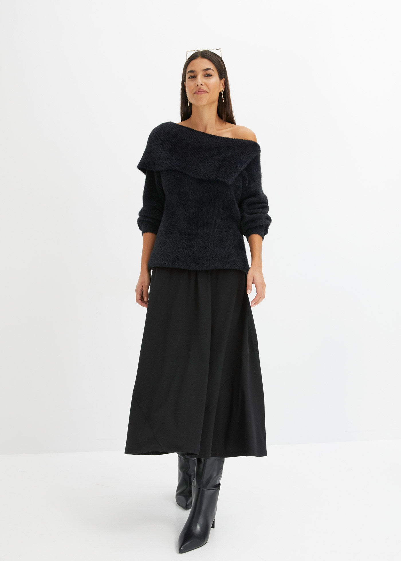 bonprix Pull en tricot aus Polyamid, Viskose und Polyester, lässig geschnittene Passform