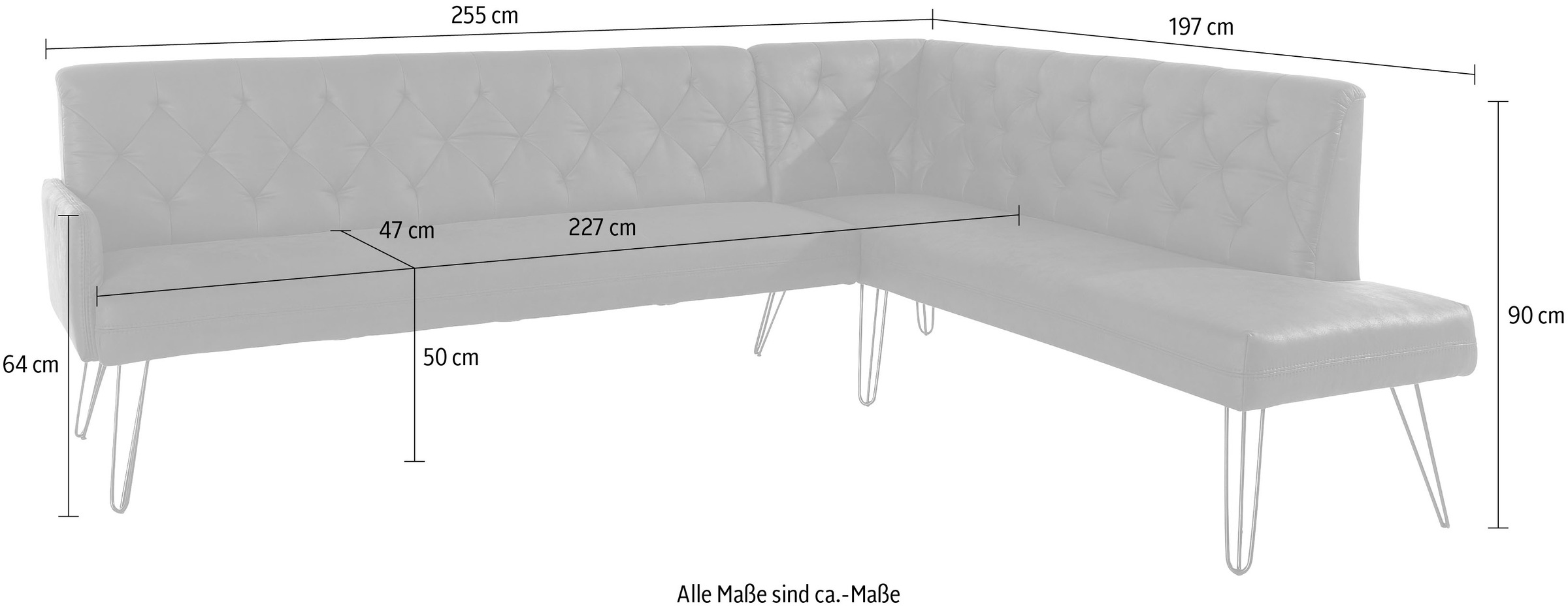 exxpo - sofa fashion Eckbank »Doppio, Chesterfield Optik, komfortabel und bequem, hohe Designfüsse« Frei im Raum stellbar