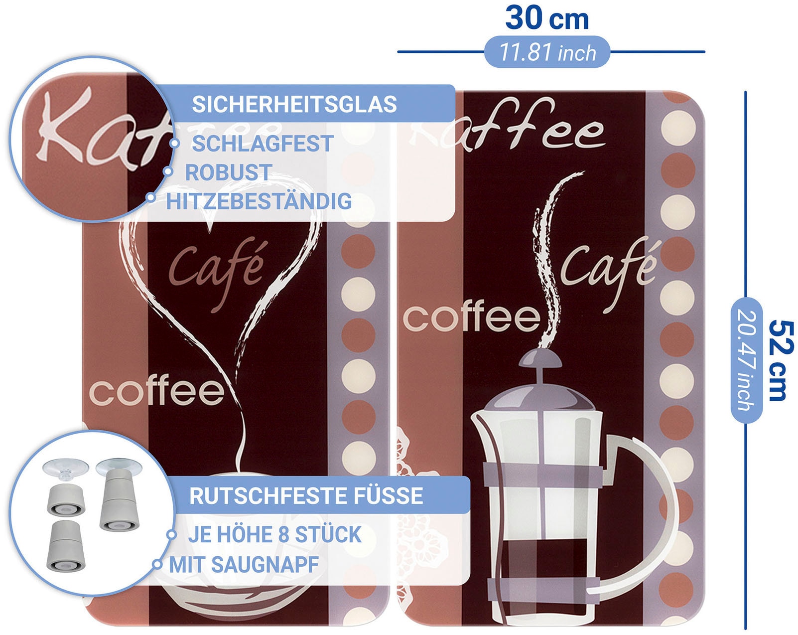 WENKO Herd-Abdeckplatte »Universal Modell Kaffeeduft« Herdabdeckung für alle Herdarten, kratzfest, mit rutschfesten Füssen