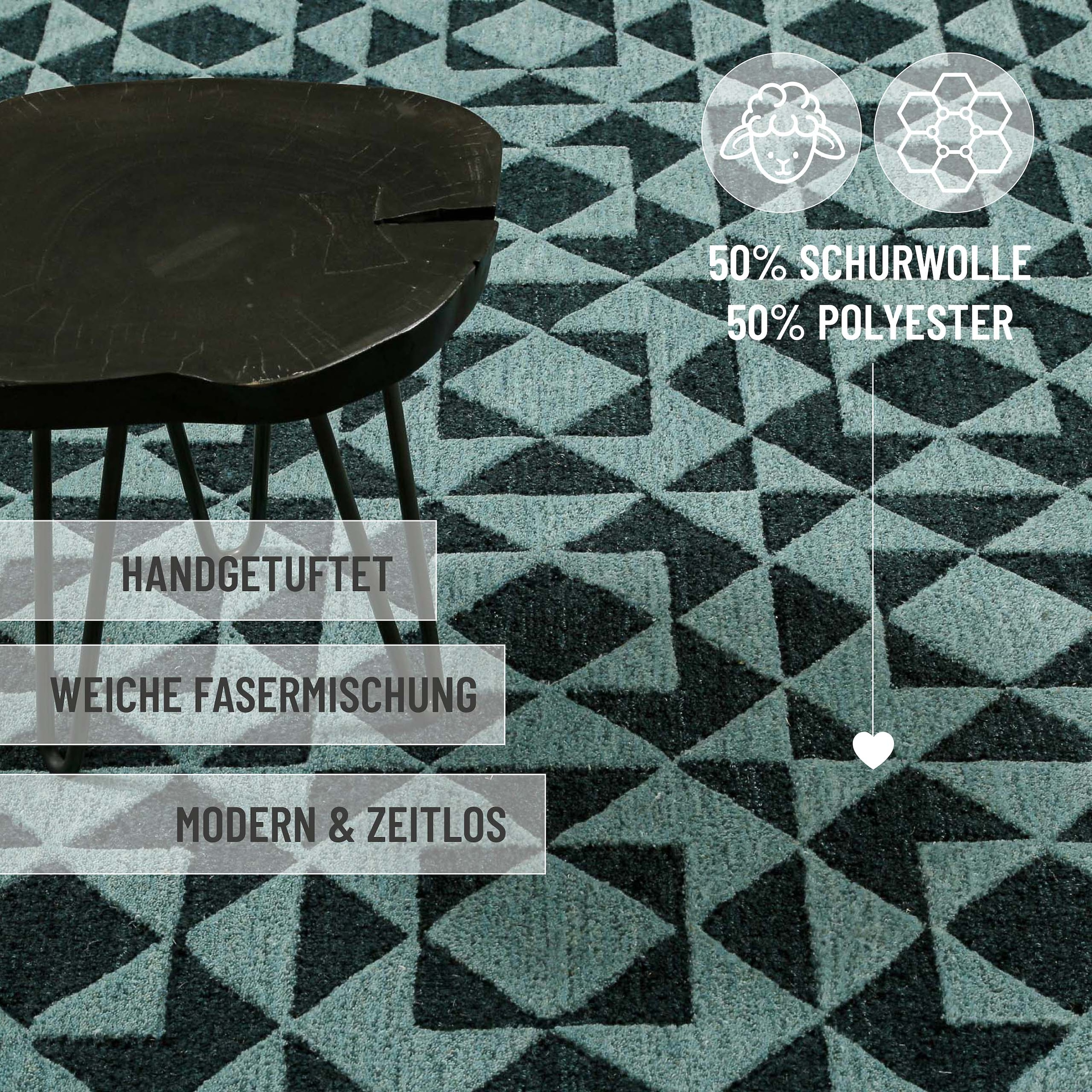 Wecon home Tapis »Downtown« Rectangulaire 10 mm Höhe handgefertigt, pflegeleicht, Fasermix, Wohnzimmer, Schlafzimmer