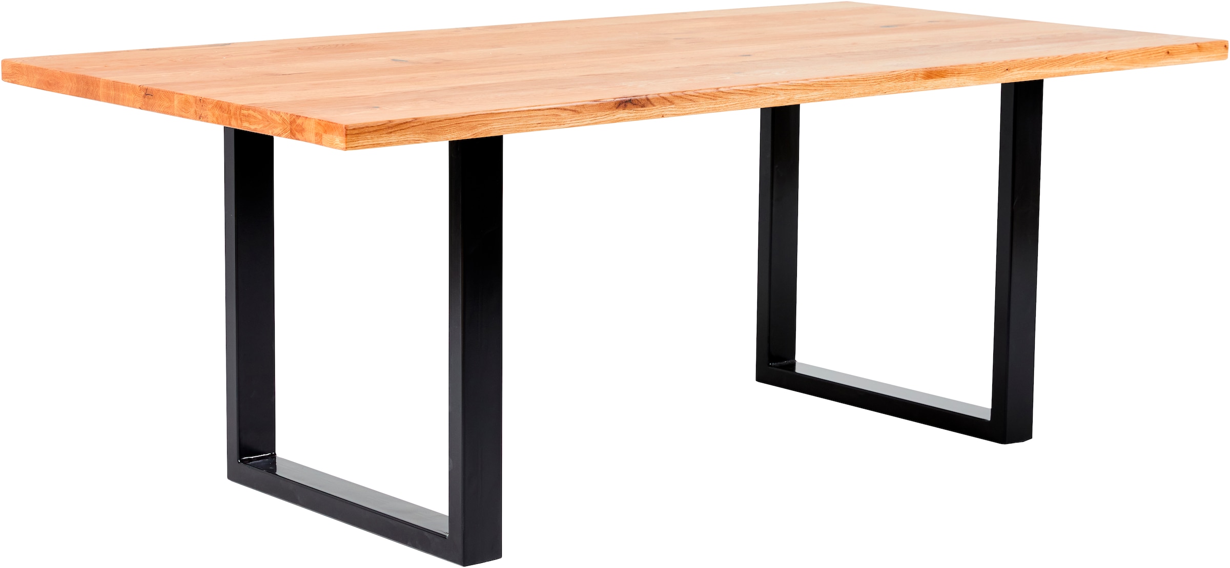 massivline&more Esstisch »Jakarta, Küchentisch, Tisch, Esstisch, Holztisch« 2 Stk. tlg. Platte massiv, Gestell Metall pulverbeschichtet schwarz