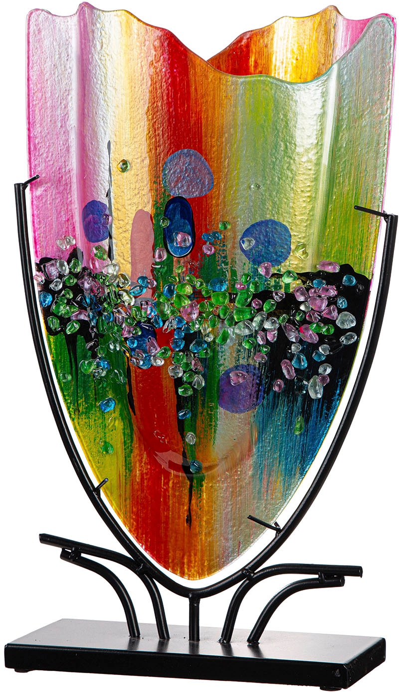 GILDE Vase décoratif »Bodenvase oval Manto blau; pink H. 49 cm«