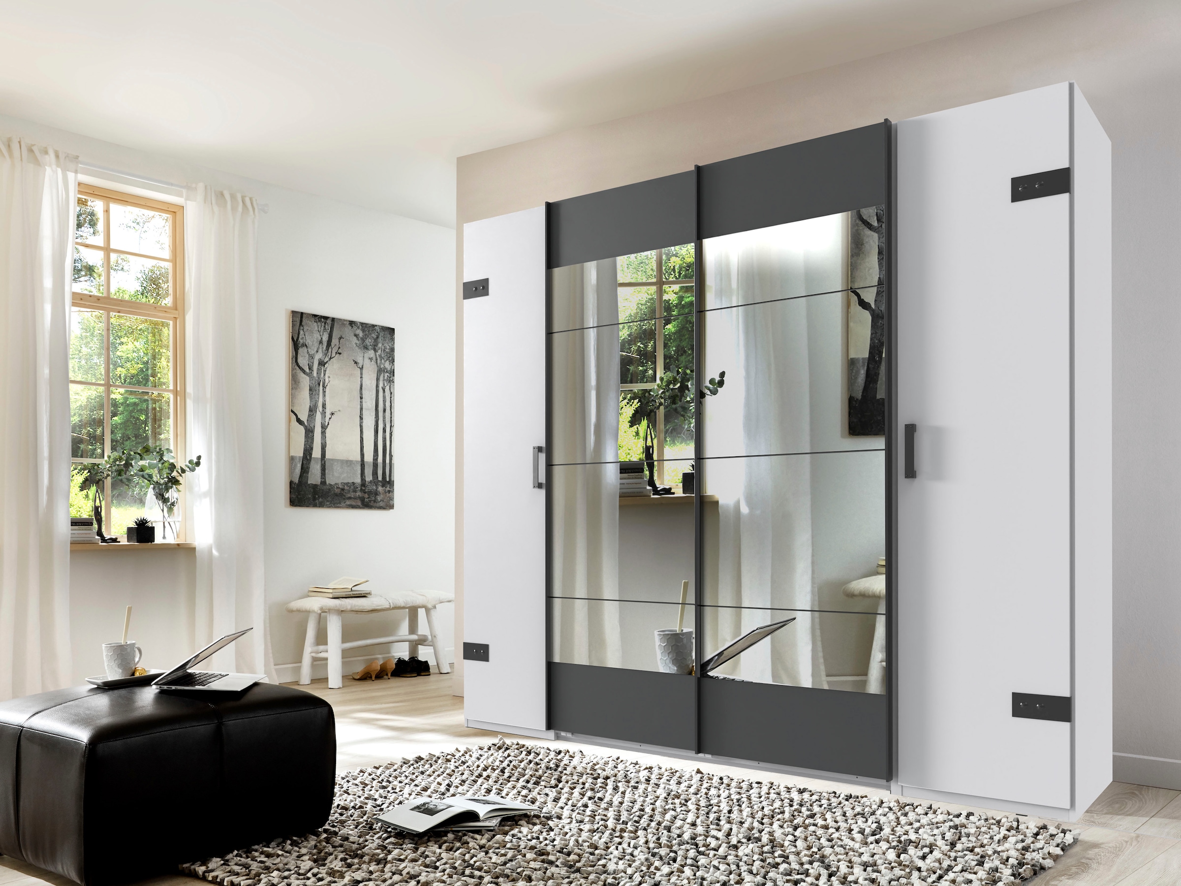 Wimex Armoire à portes coulissantes »Stockholm, Schlafzimmerschrank mit Industrial-Look, rustikale Optik« Kleiderschrank mit Spiegel BESTSELLER Schrank Garderobe