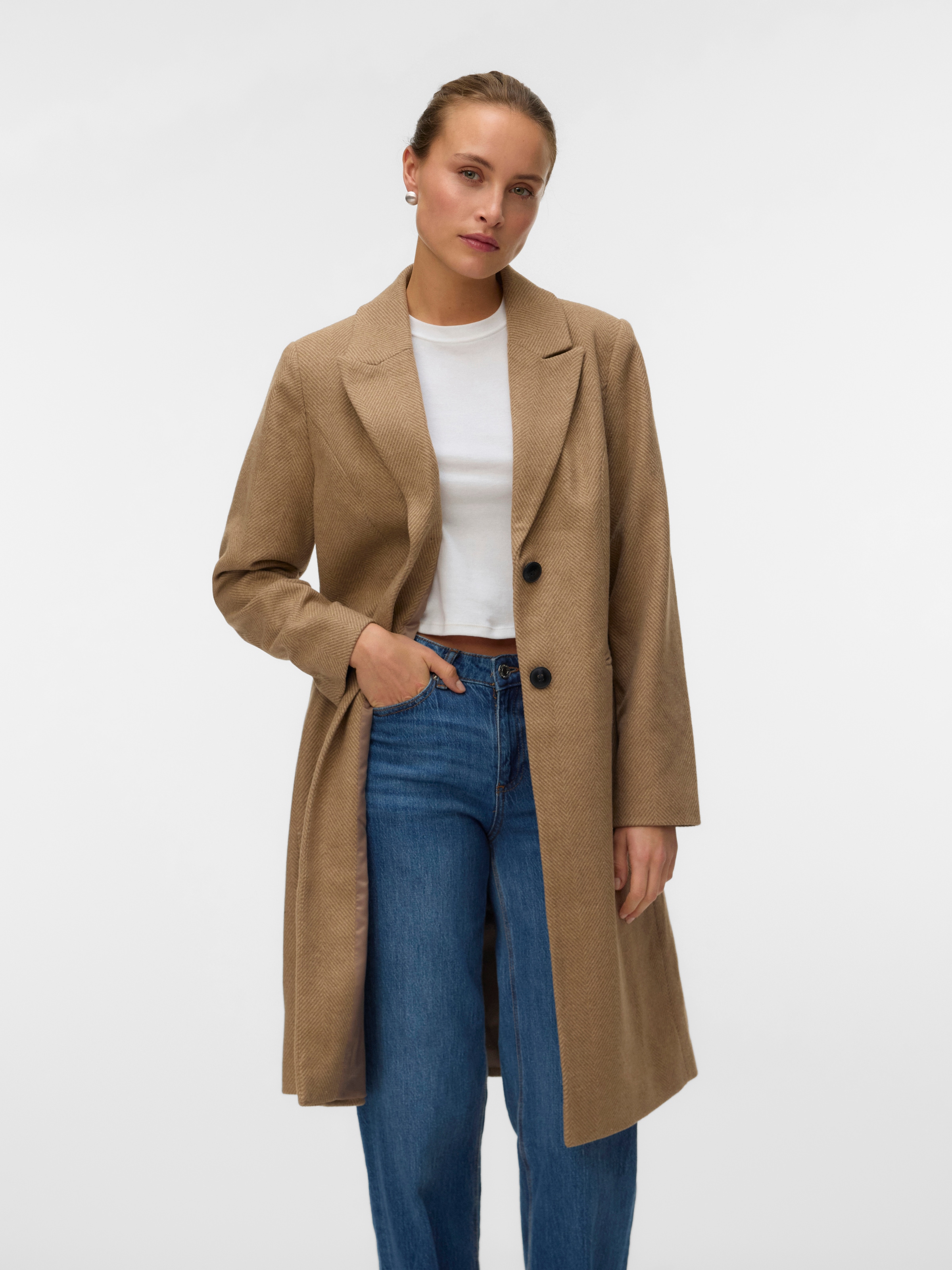 Vero Moda Manteau long »VMBLAZA HERINGBONE LONG WOOL COAT GA BOO«