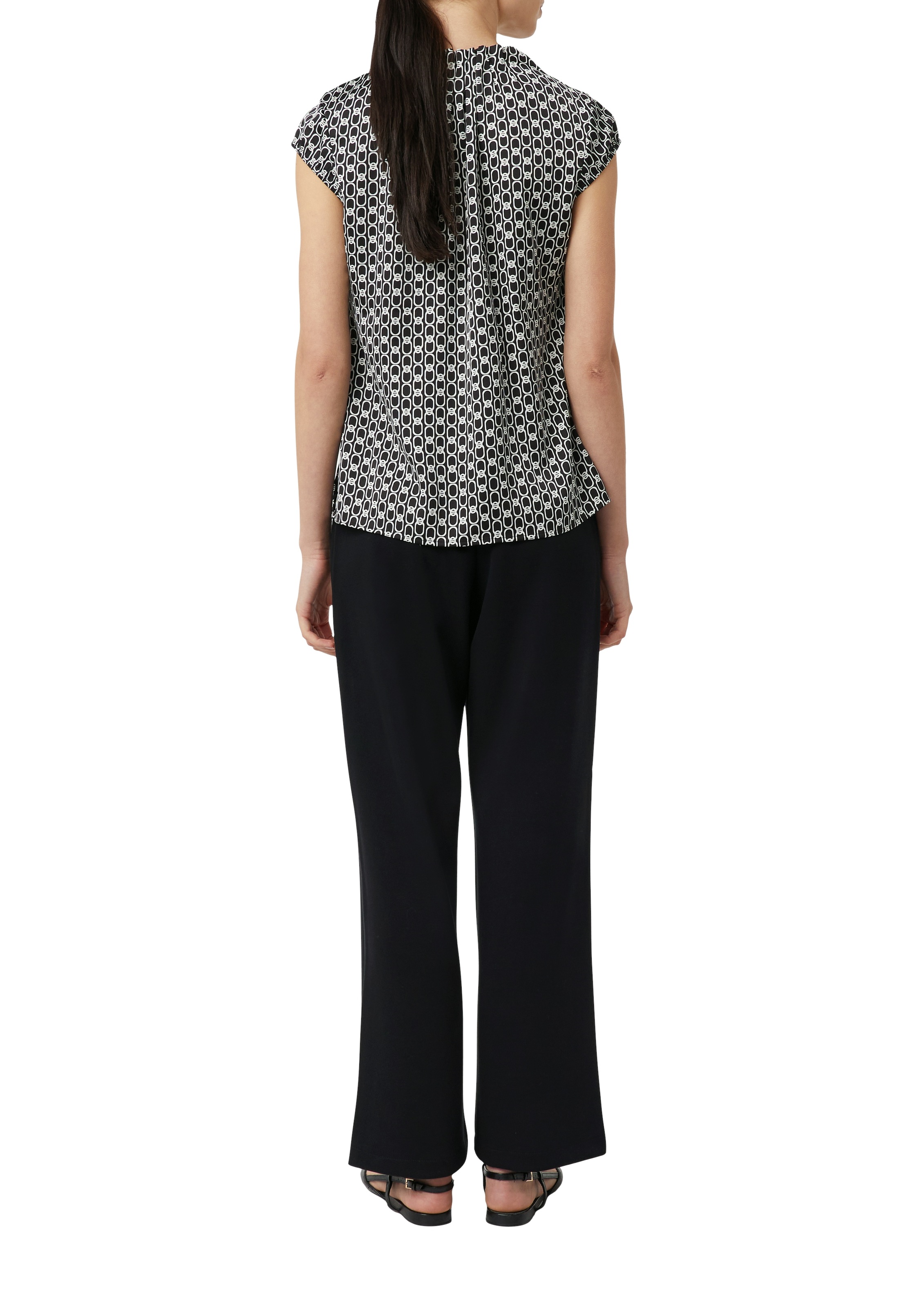 Comma Chemise en satin mit All-Over Print