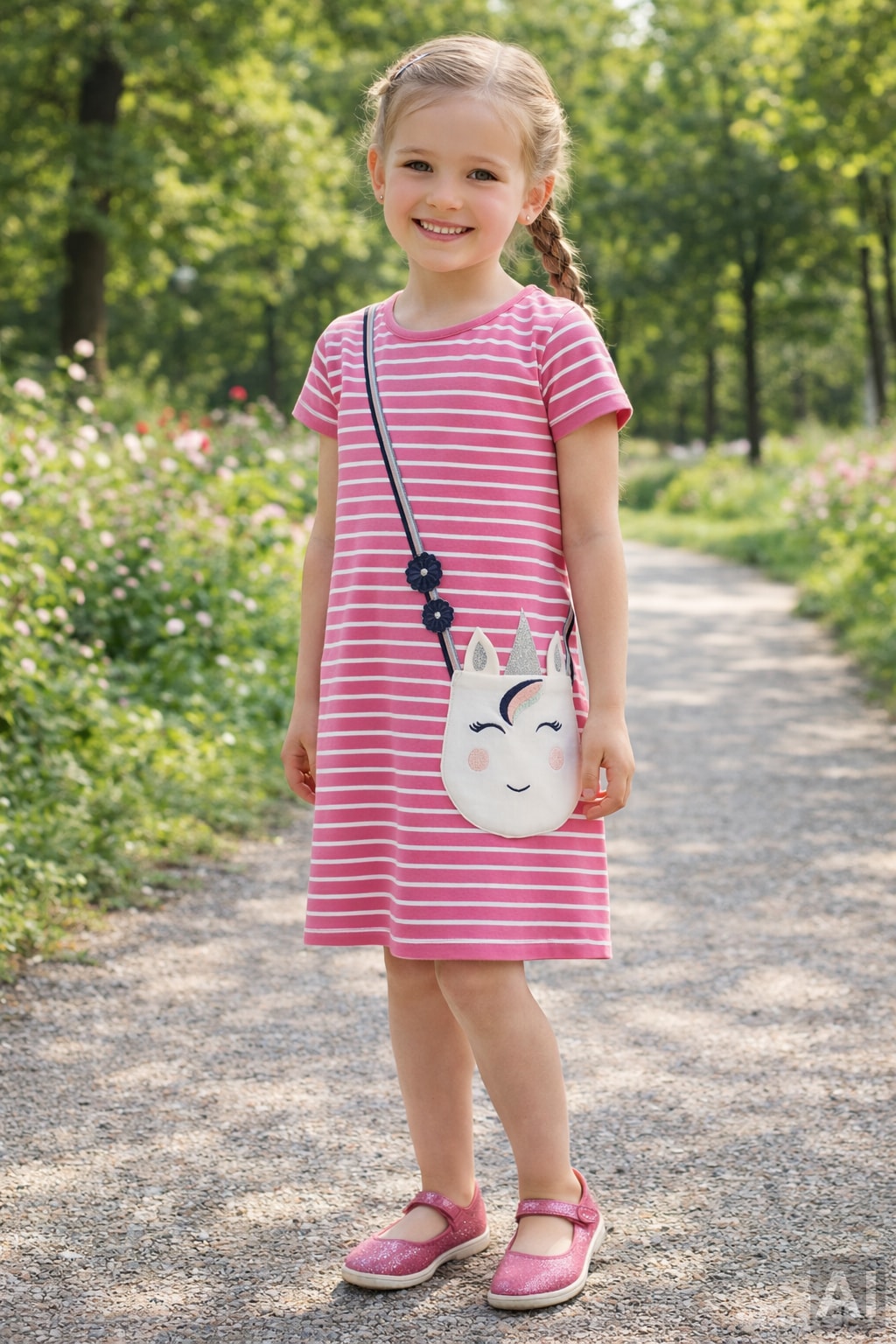 happy girls Jerseykleid aufgesetzte Tasche mit süssem Taschendetail