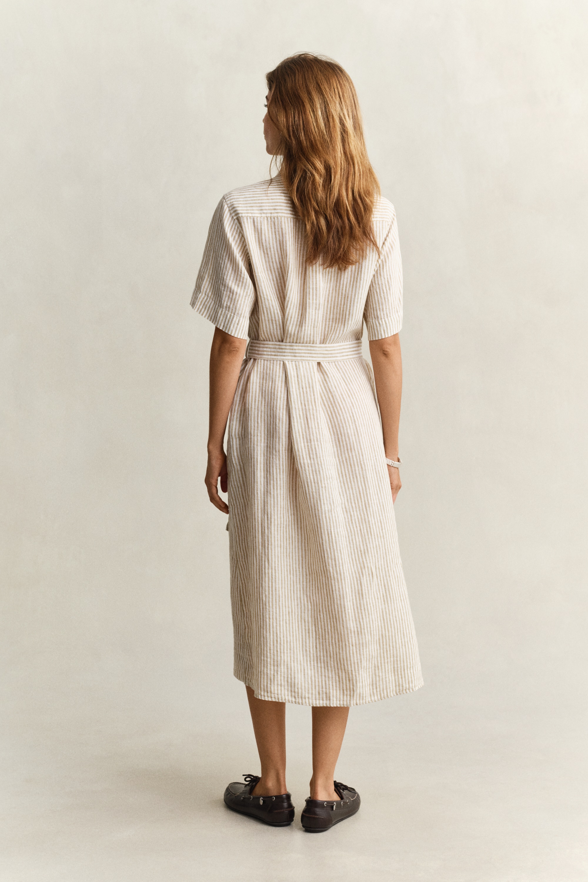 Gant Robe chemisier »STRIPED LINEN« Poches dans les coutures latérales Regular fit mit Bindegürtel