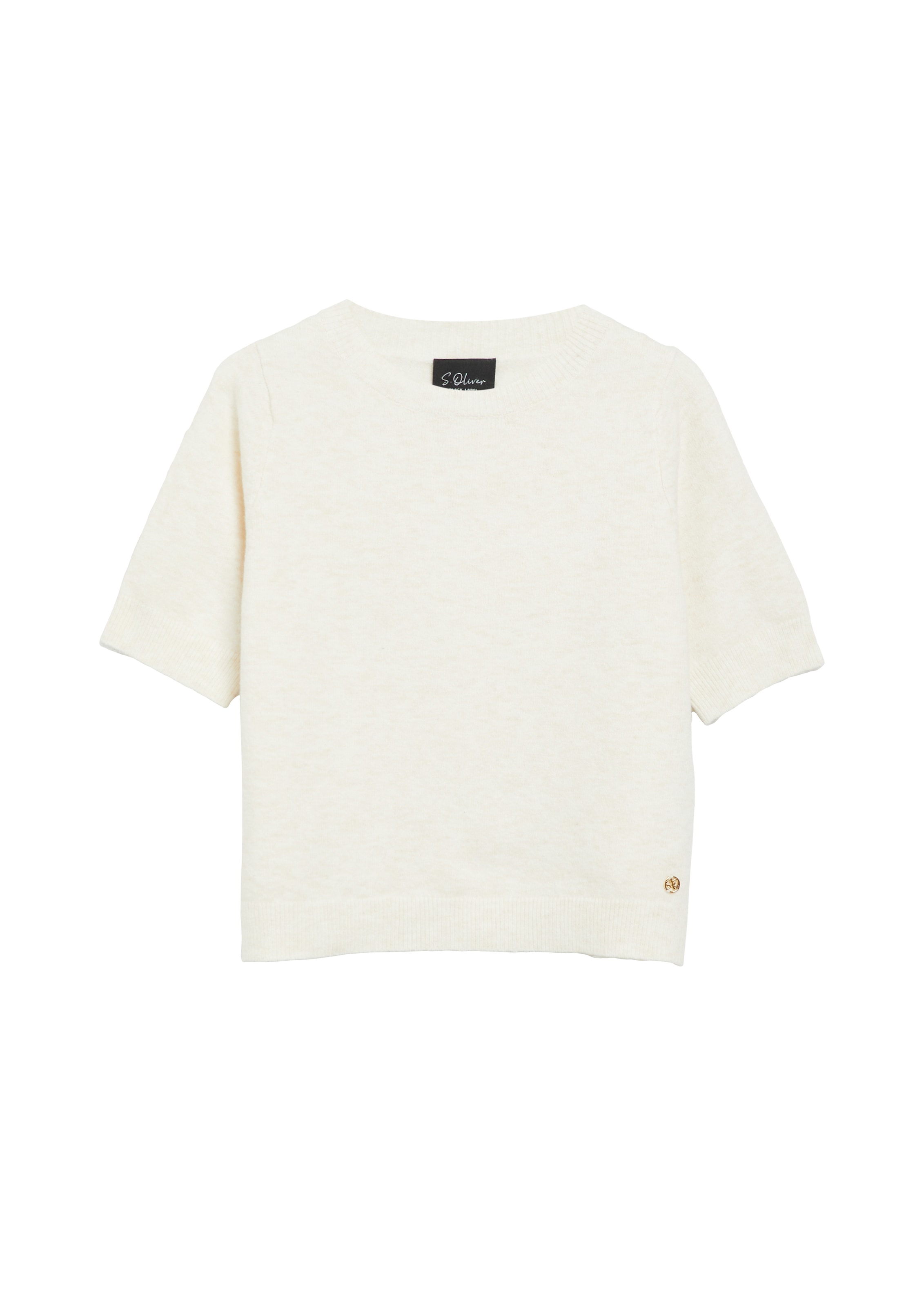 s.Oliver BLACK LABEL Strickpullover melierte Optik, Materialmix mit Wolle, Rundhalsausschnitt