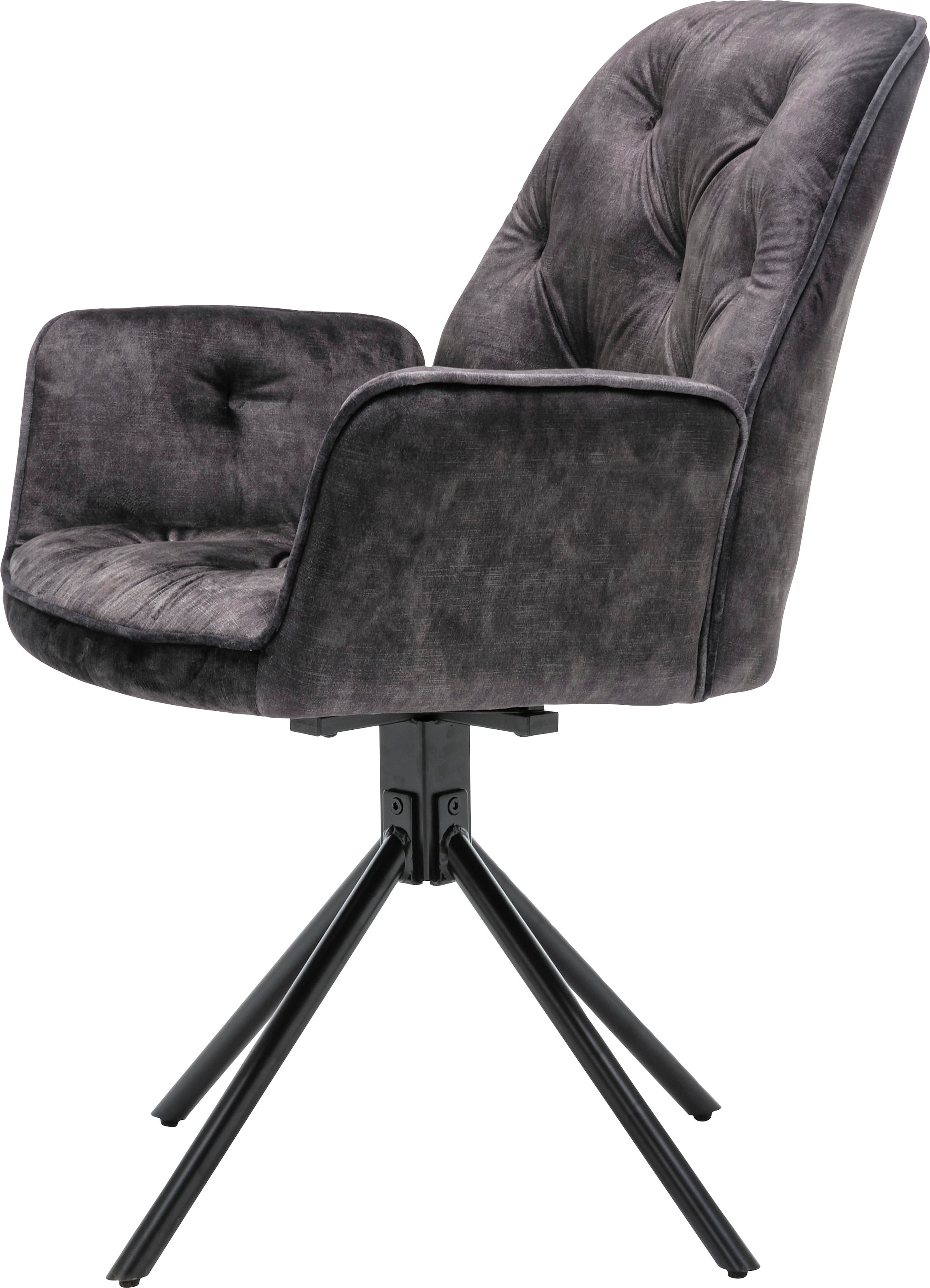 byLIVING Esszimmerstuhl »Sarina« (Set) 2er-Set, hochwertiger Vintage-Samt Bezug mit Steppung, 360Grad drehbar