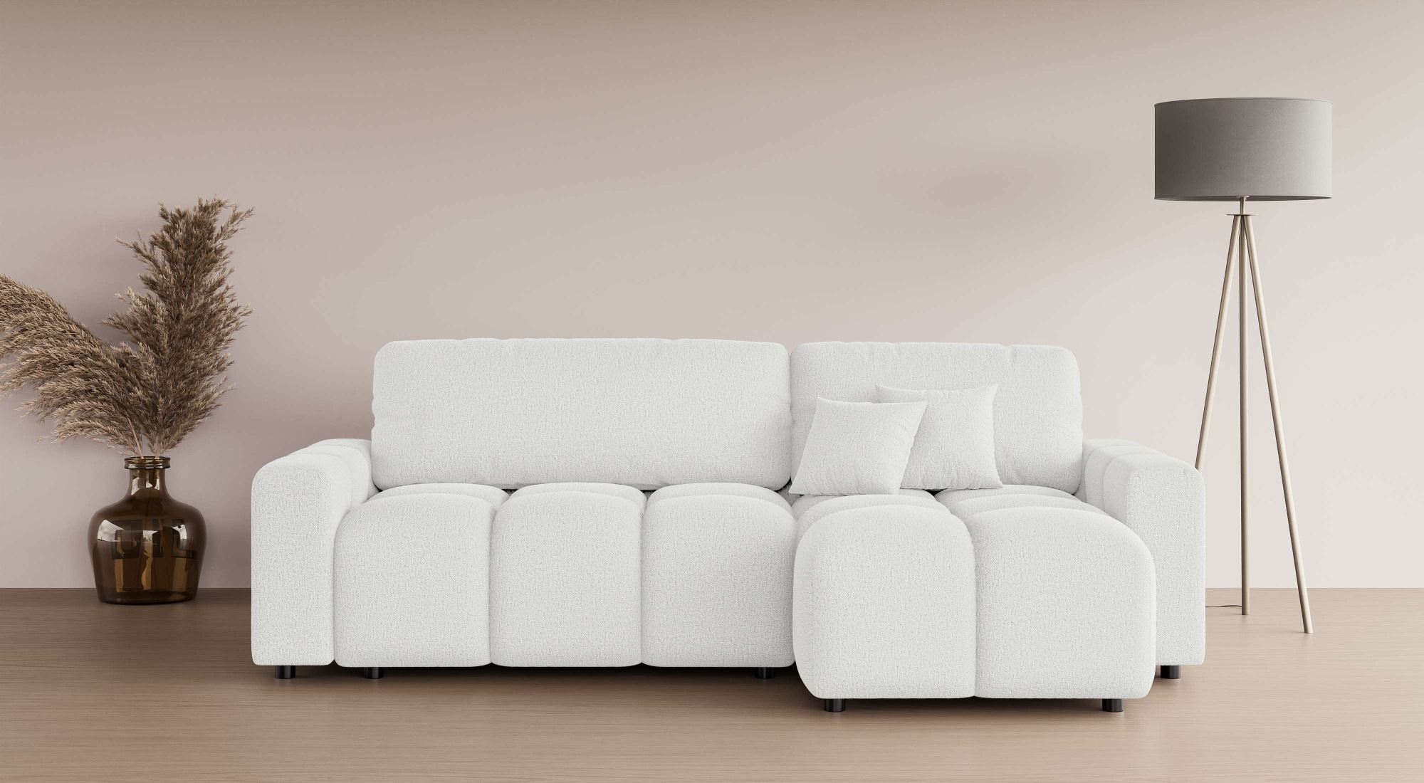 Home affaire Ecksofa »FELICI, Schlafsofa 233cm, L-Form mit Recamiere beidseitig montierbar« Designsofa mit Bettfunktion und Bettkasten, Masse B/T/H: 233/142/88 cm