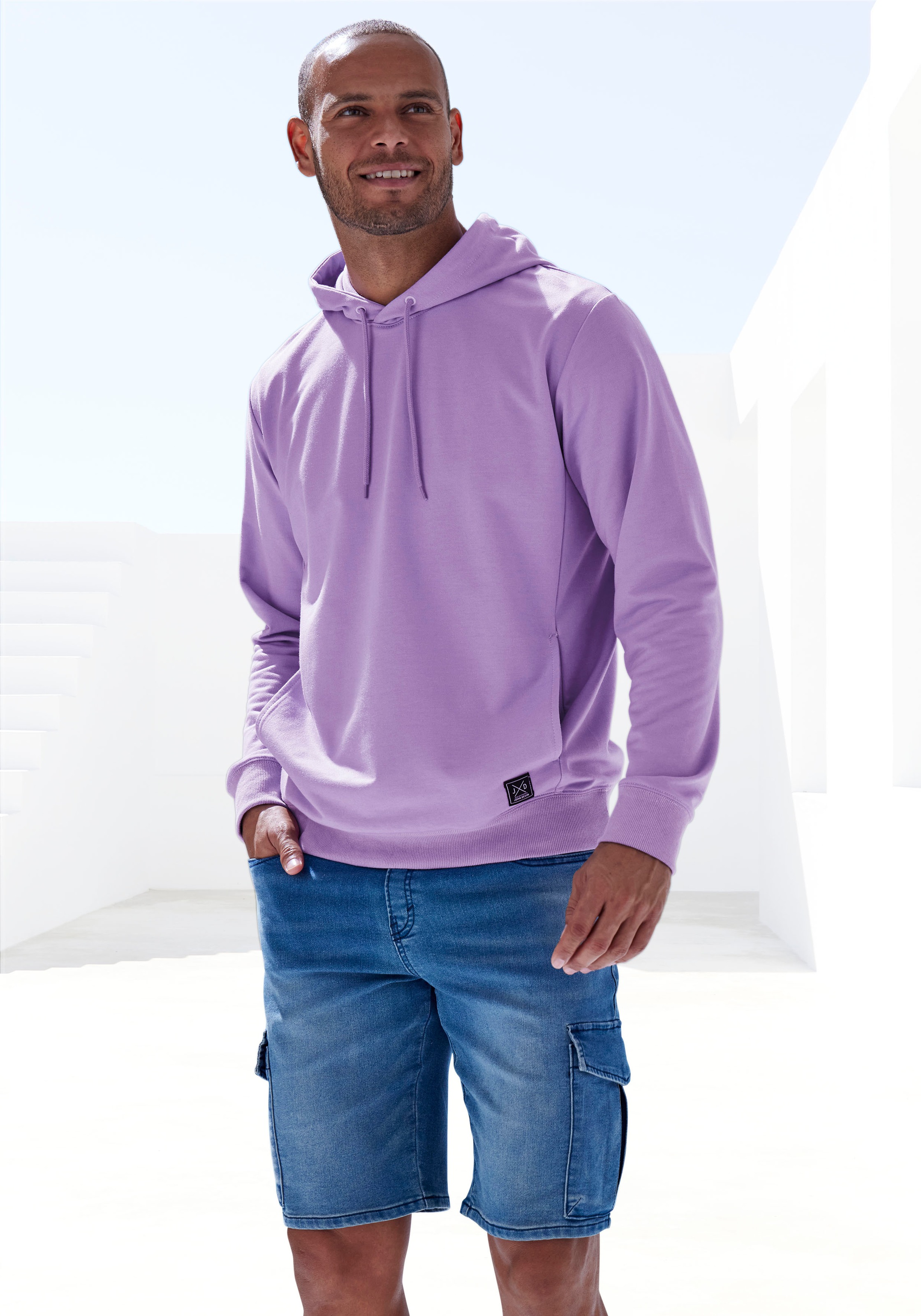 John Devin Hoodie , Langarm, Sweatshirt mit Rundhals und Kapuze, Baumwollmischung
