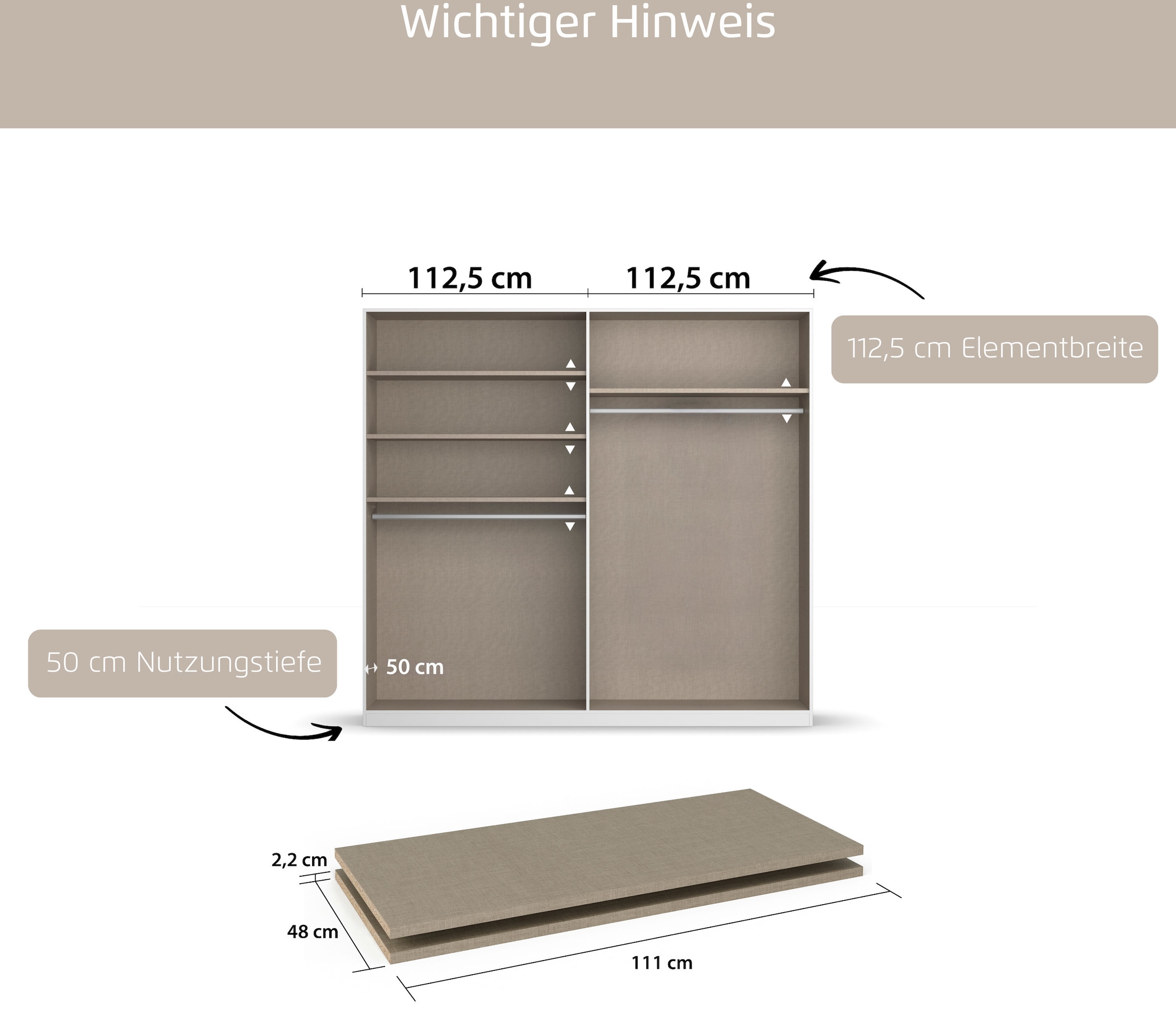 rauch Tablette de rangement »Zubehör für Rauch-Schwebetürenschränke ORANGE/BLUE« 2er-Set Breite 111 cm, Tiefe 48 cm