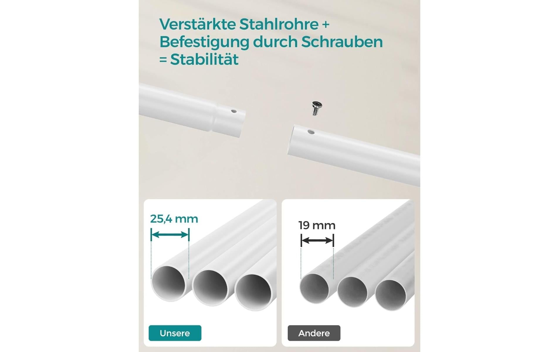 SONGMICS Porte-manteau »mit Rädern White« Mobiler Garderobenständer mit Doppelstange und Ablagefläche