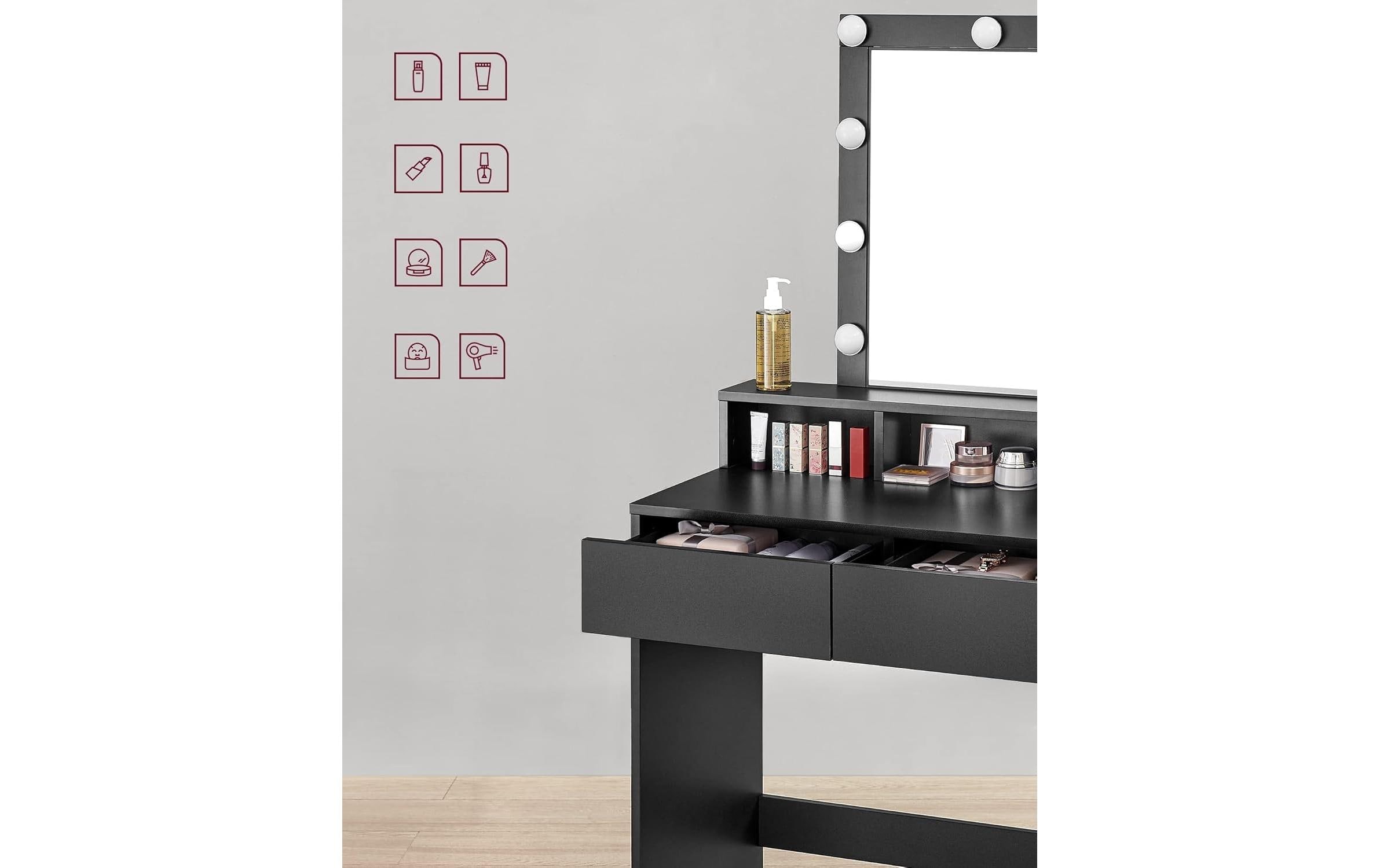 VASAGLE Schminktisch »mit LED-Beleuchtung 80 x 40 x 145 cm«