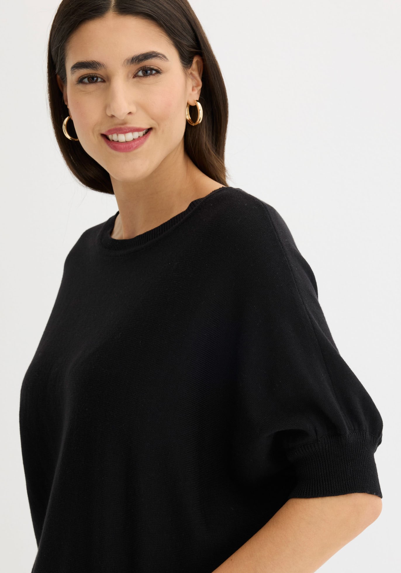 bonprix Pull en tricot aus Baumwoll-Mix, mit Rundhalsausschnitt, bequeme Passform