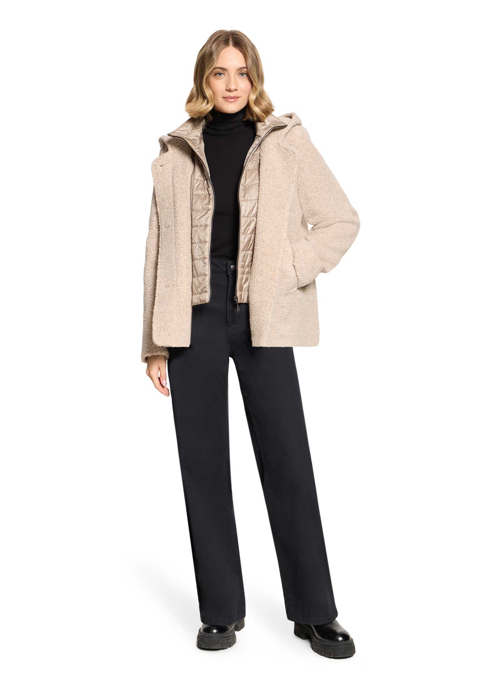 Gil Bret Wolljacke mit Kapuze Fleecejacke mit Kapuze und Knopfverschluss
