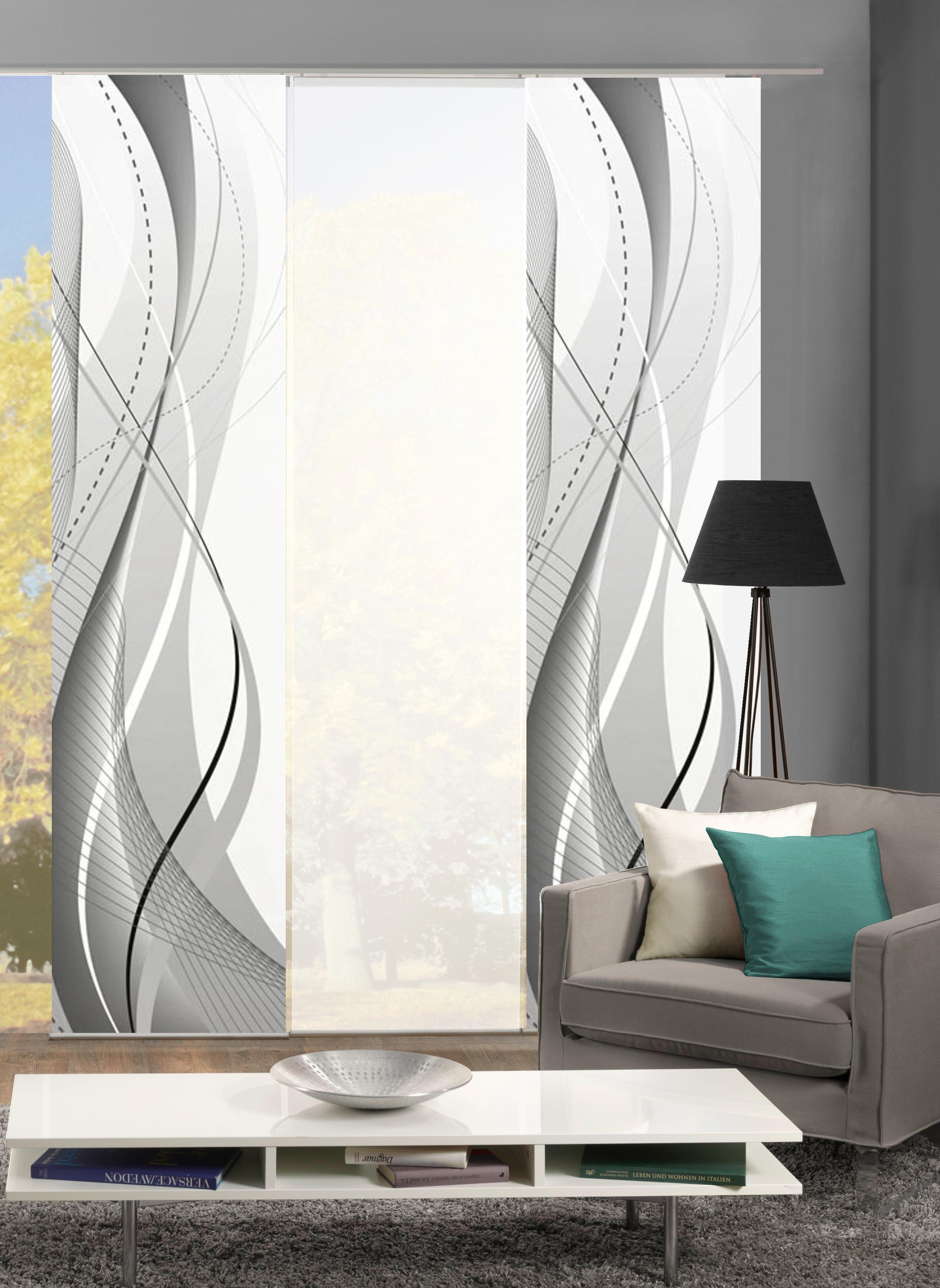 HOME WOHNIDEEN Rideau coulissant »WUXi« Velcro 3 cuis tlg. HxB: 245x60, inkl. Befestigungszubehör