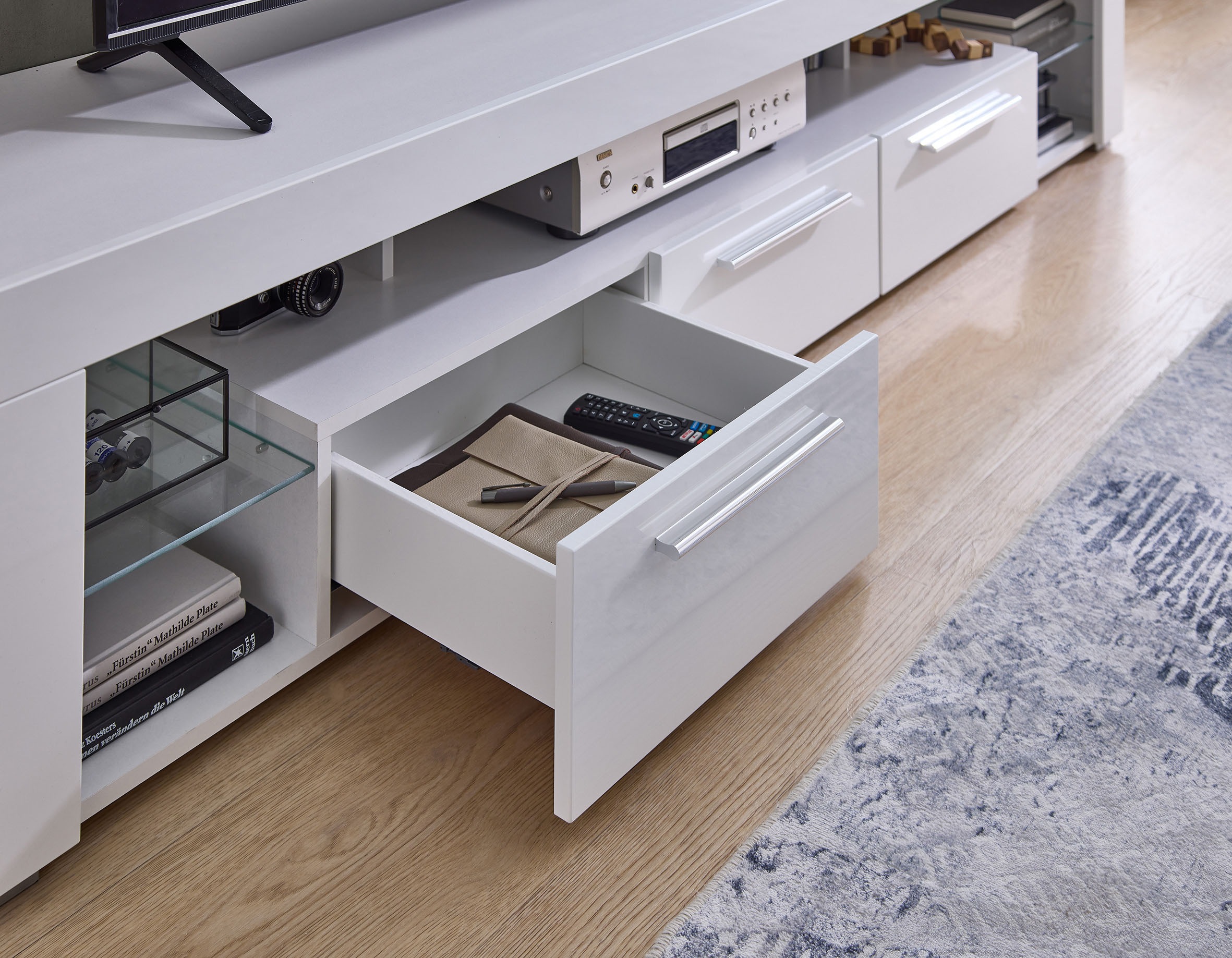 Stolkom TV-Schrank »Goal« 3 Schubkästen, 5 offenen Fächern, Stellmass 200/44/44 cm