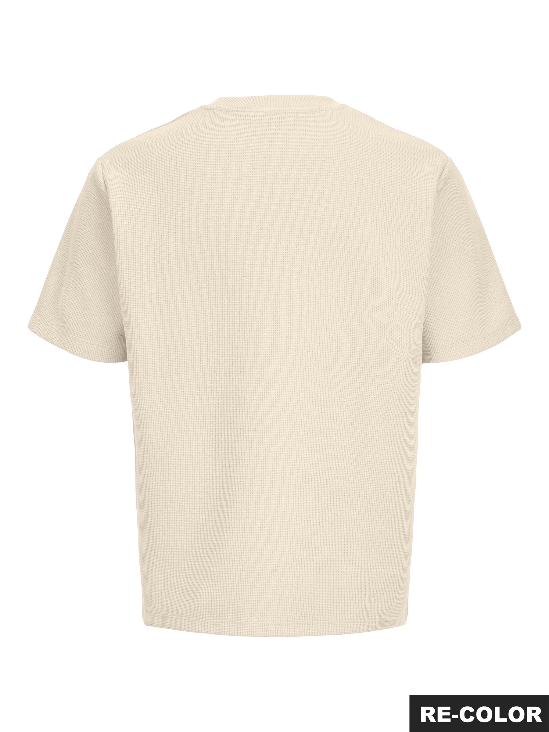 Jack & Jones Shirt à col rond »JJEAUSTIN TEE SS NOOS« Materialmix, relaxed fit