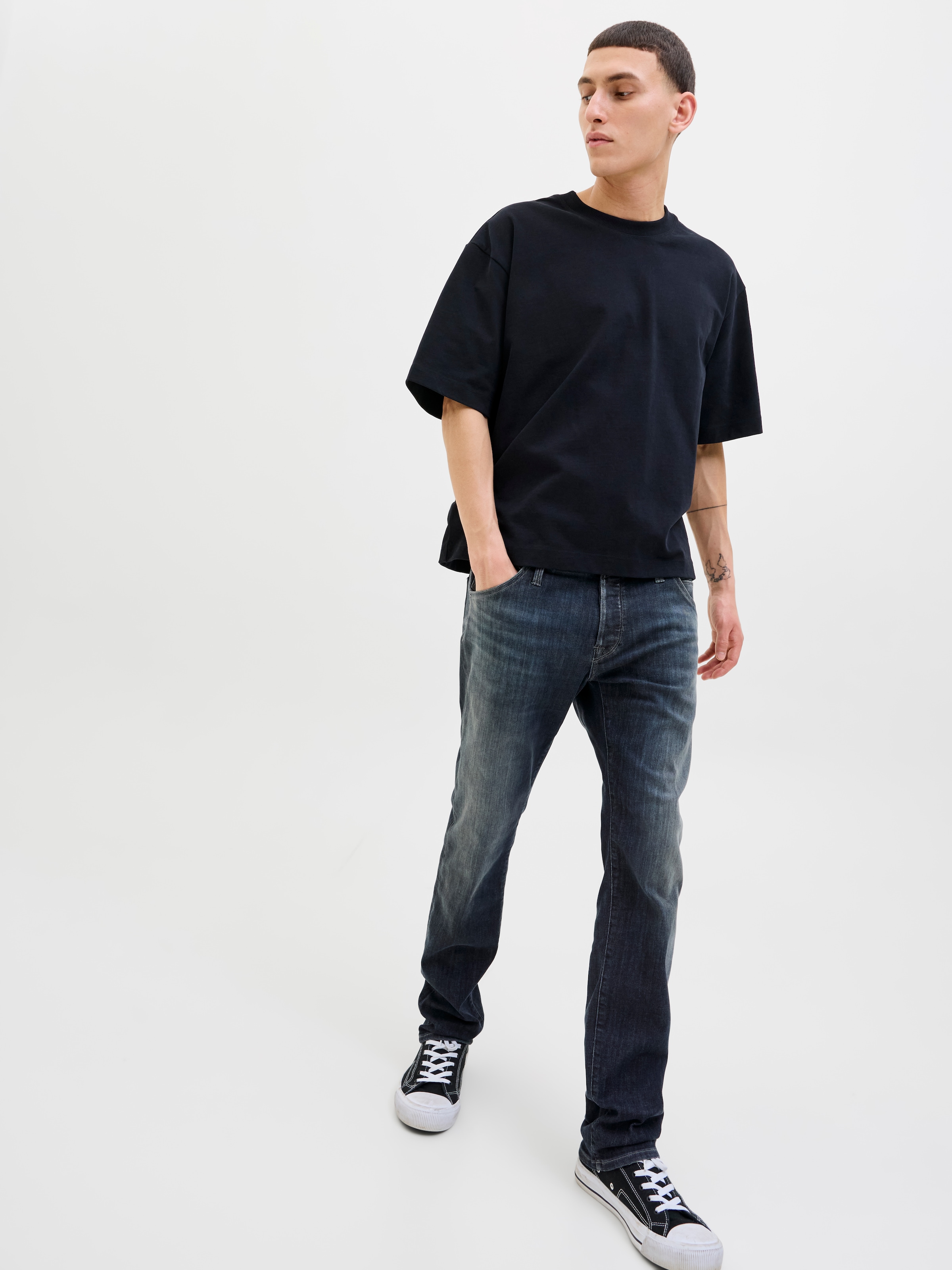 Jack & Jones Slim-fit-Jeans »JJIGLENN – Jeans mit Stretch, niedriger Leibhöhe und Taschen« Baumwollmischung, slim fit