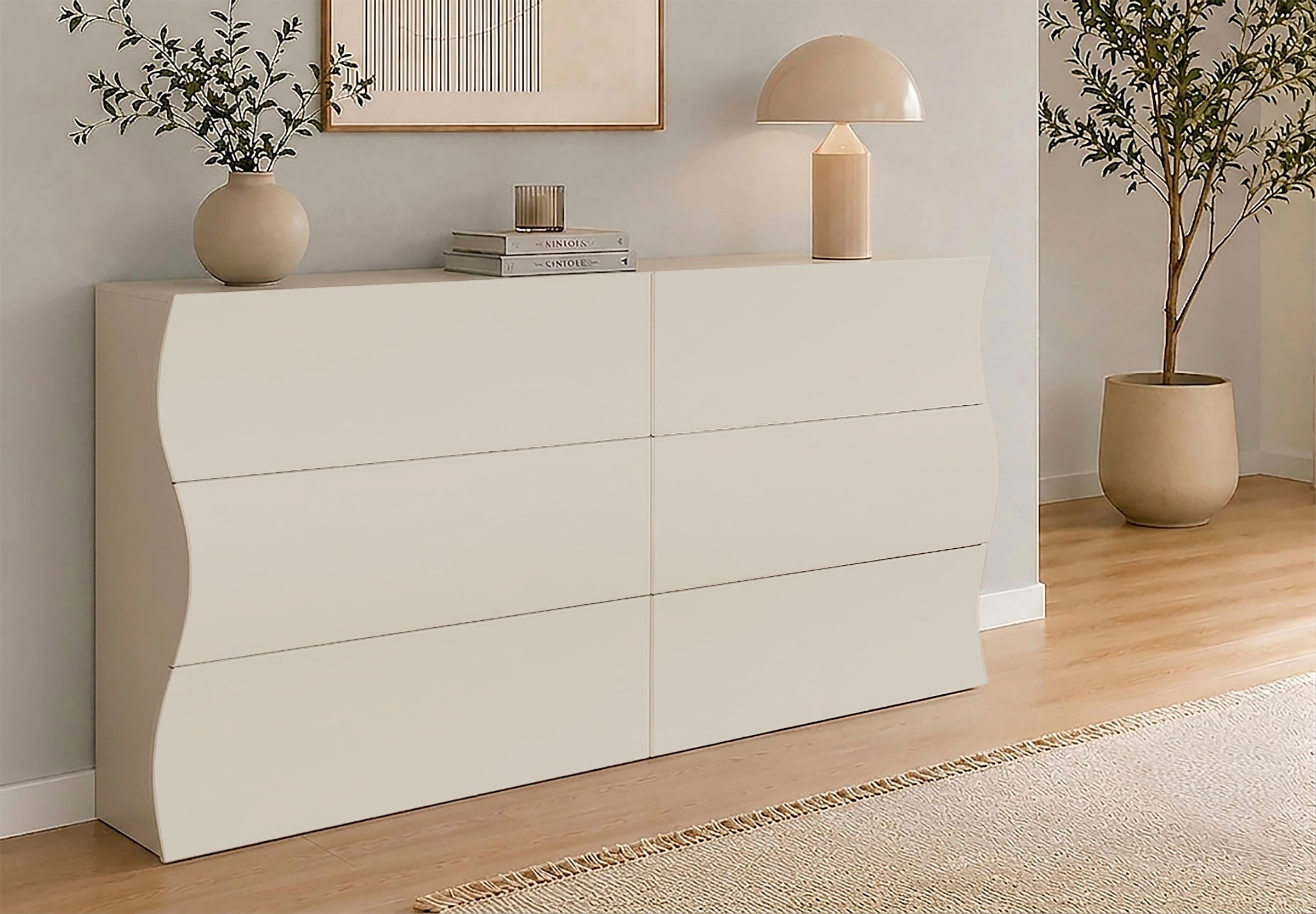 Home affaire Commode »Onda« Onda, largeur 154 cm, cachemire, avec 6 tiroirs, fabriqué en Italie