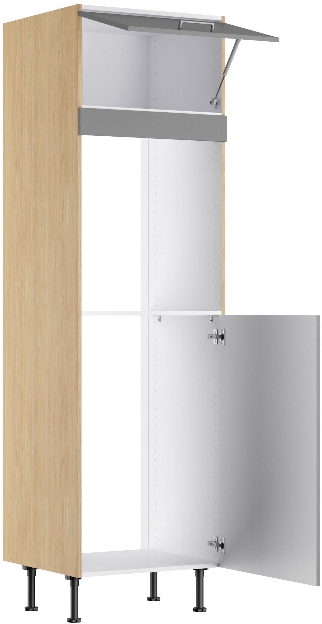 KOCHSTATION Backofen/Kühlumbauschrank »KS-Lucy« Breite 60 cm, mit 1 Tür, 1 Klappe, Soft-Close, höhenverstellbare Füsse